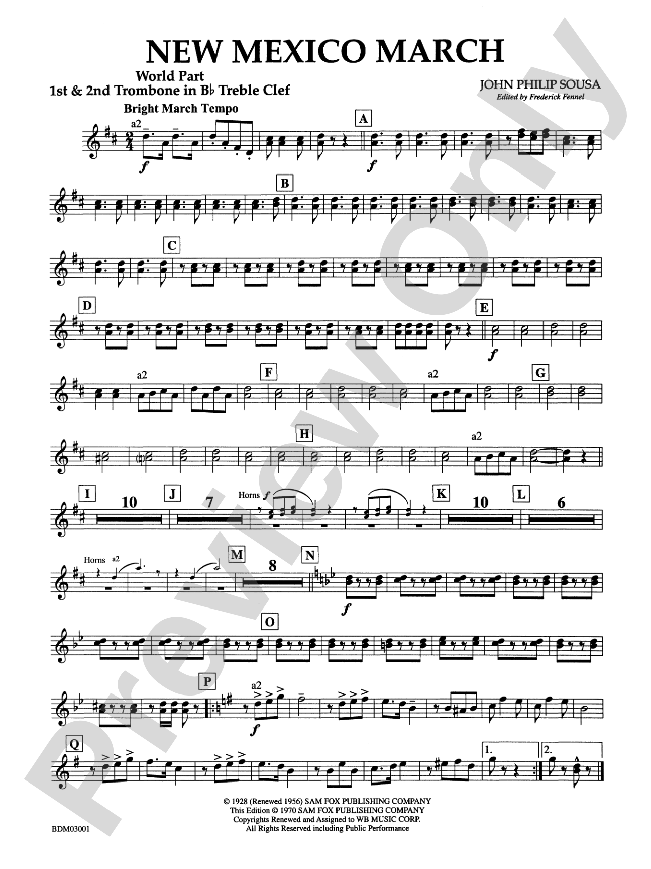 New Mexico March: (wp) 1st B-flat Trombone T.C.