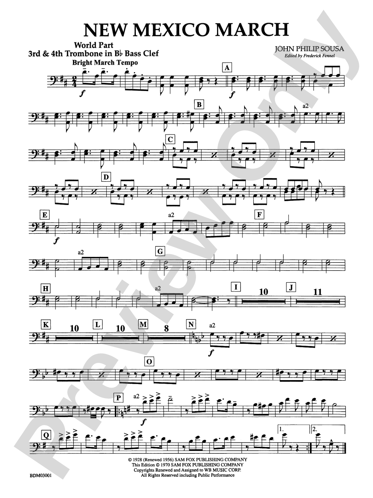 New Mexico March: (wp) 3rd B-flat Trombone B.C.
