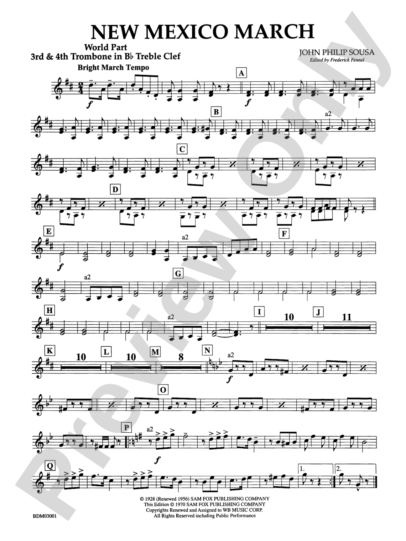 New Mexico March: (wp) 3rd B-flat Trombone T.C.