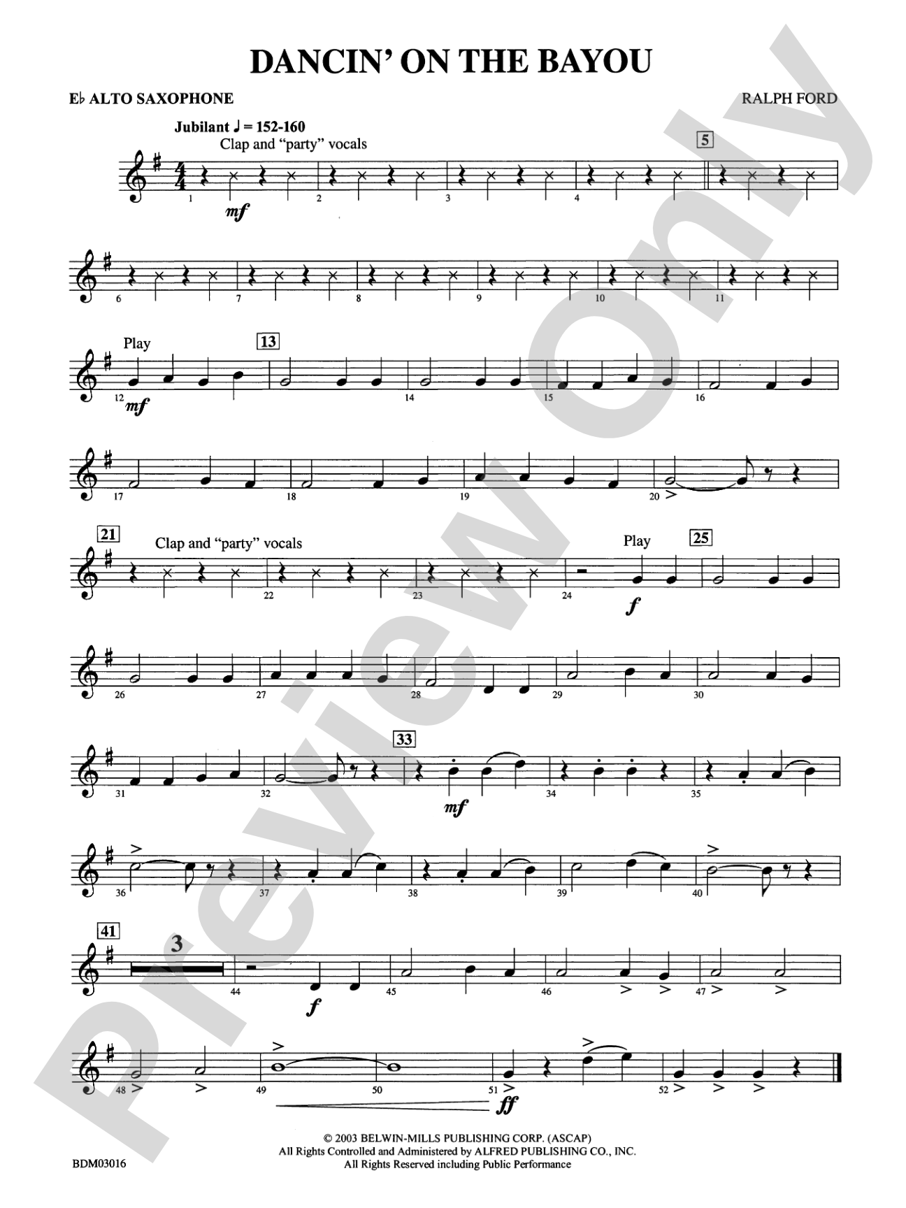 Dancin' on the Bayou: E-flat Alto Saxophone