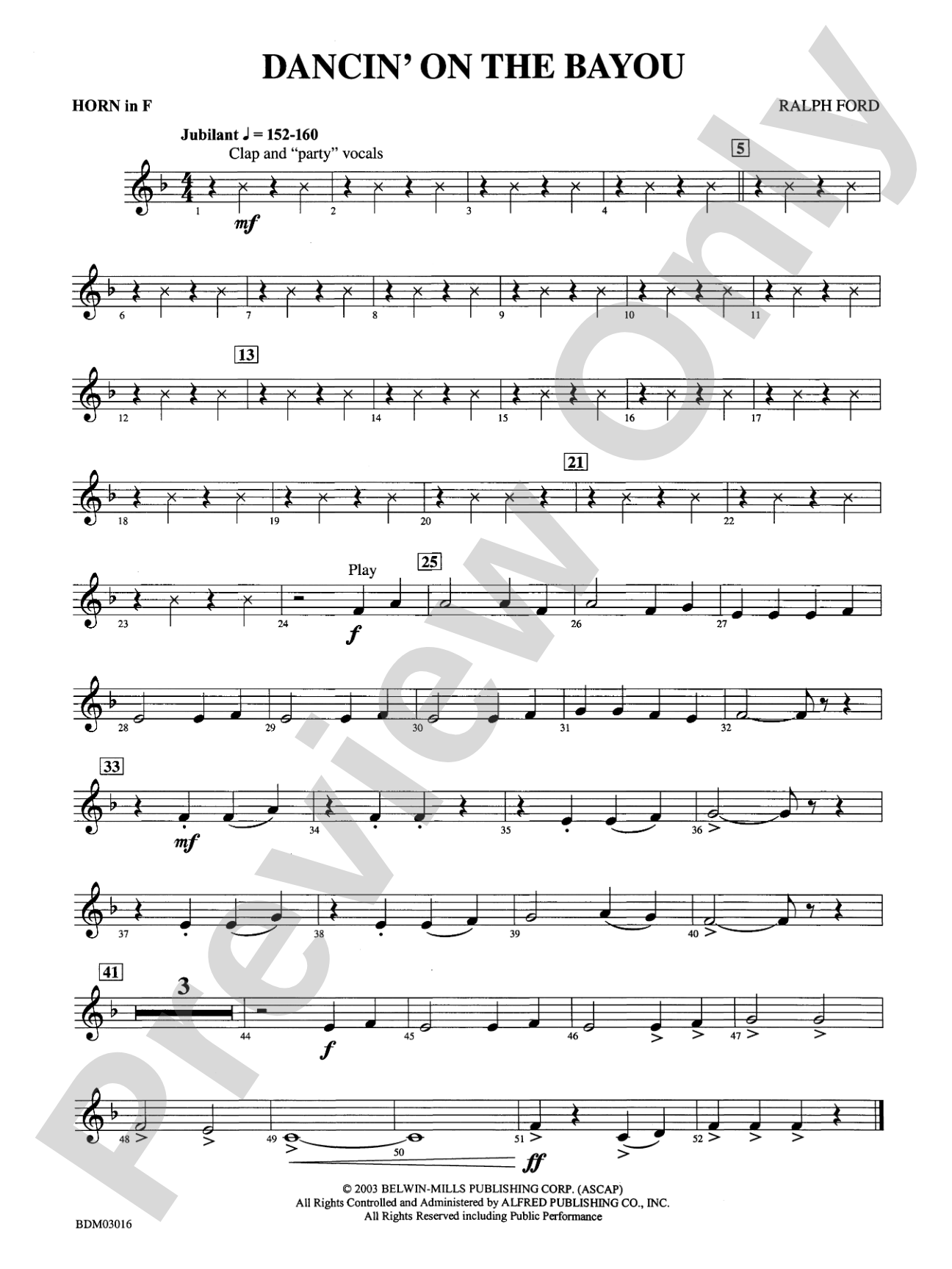 Dancin' on the Bayou: 1st F Horn