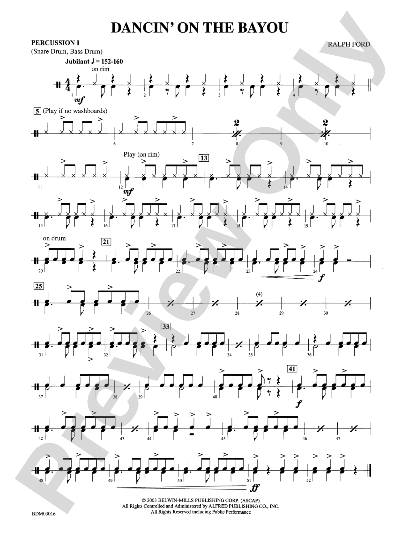 Dancin' on the Bayou: 1st Percussion