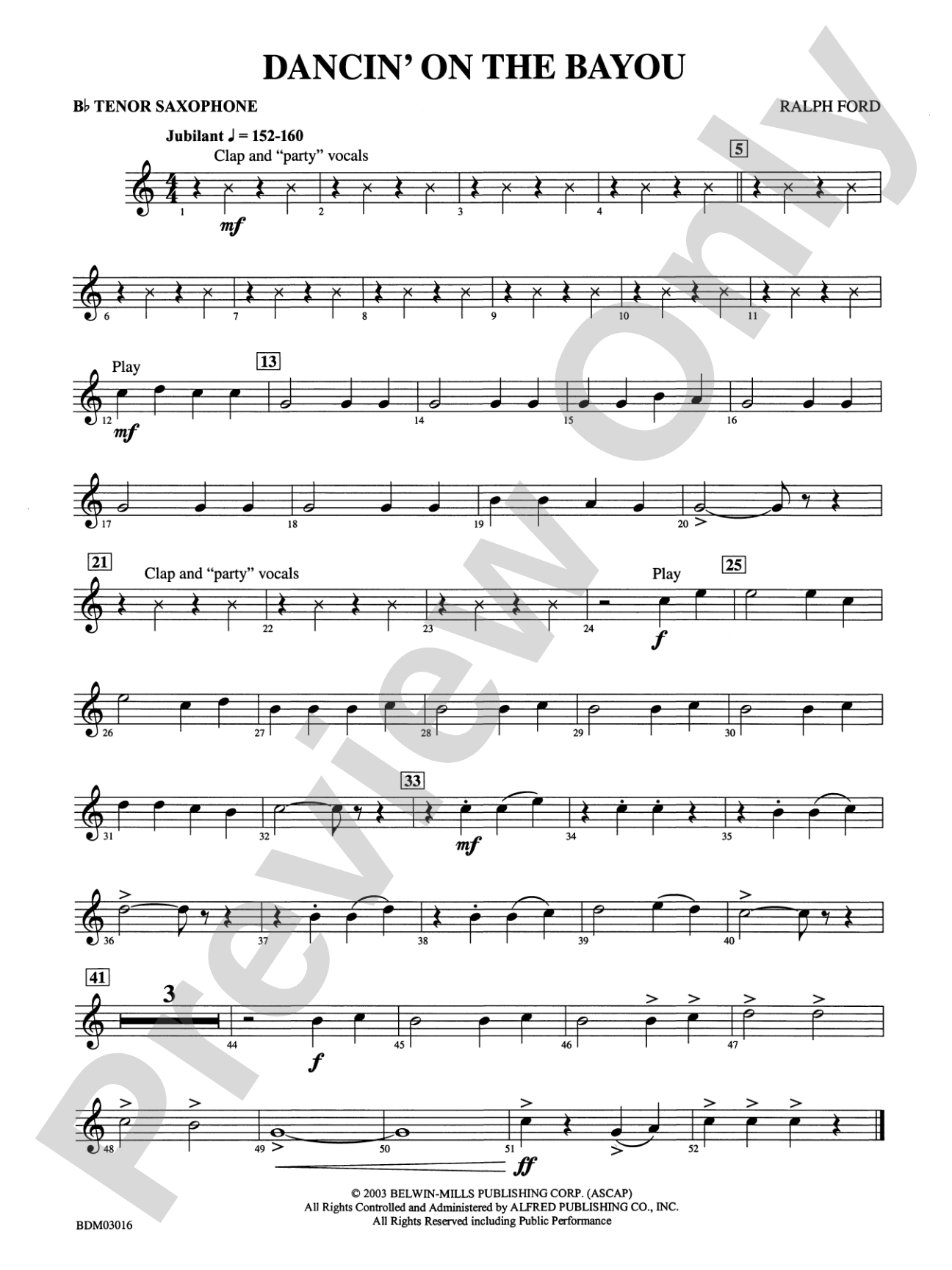 Dancin' on the Bayou: B-flat Tenor Saxophone