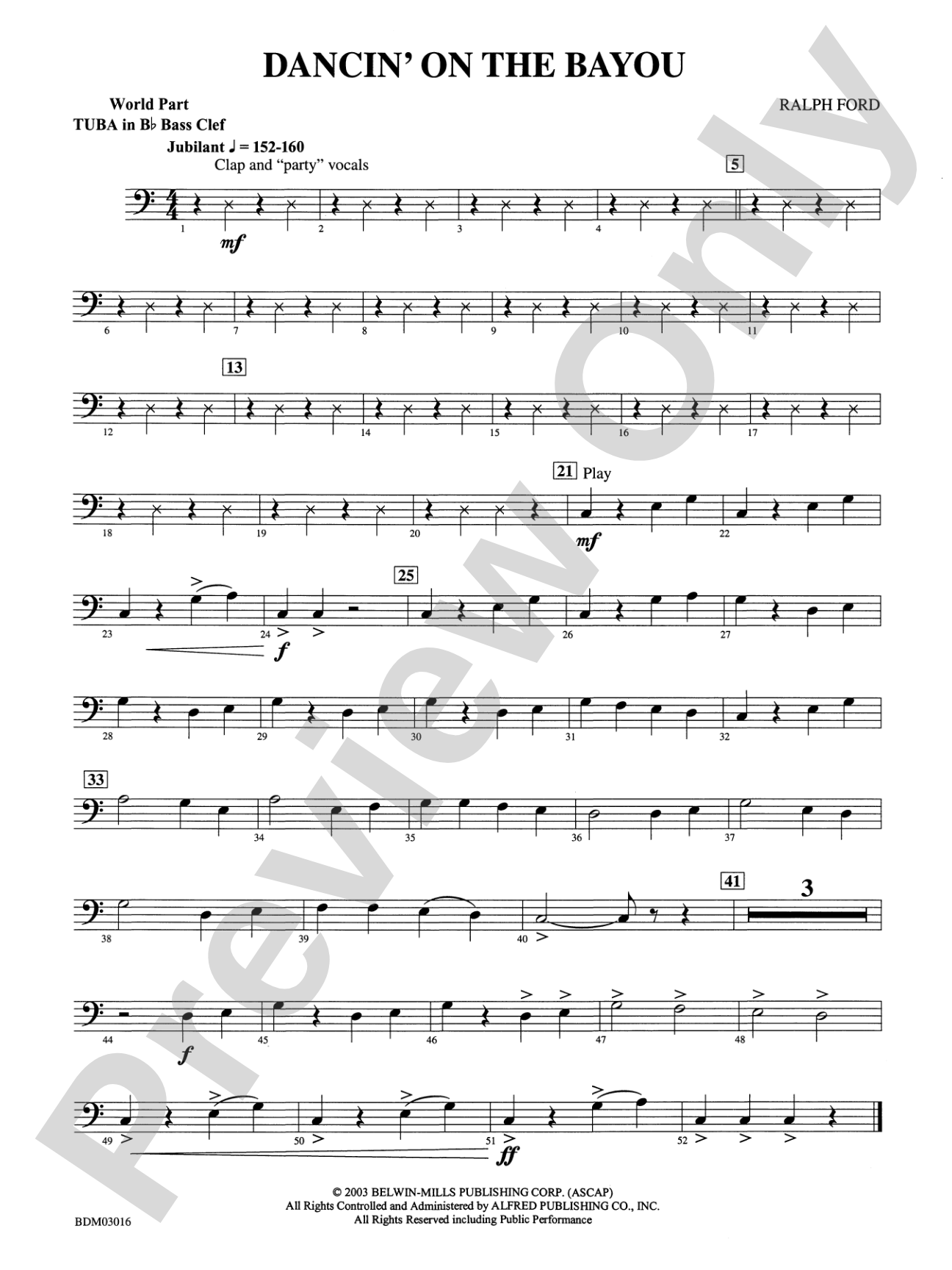 Dancin' on the Bayou: (wp) B-flat Tuba B.C.