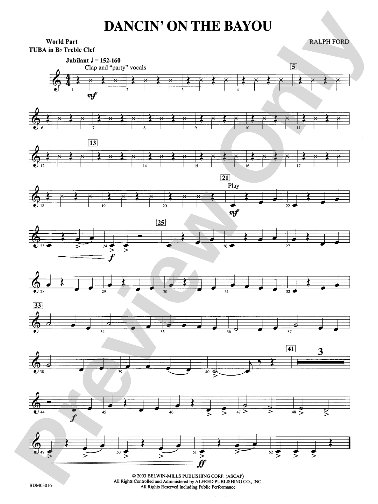 Dancin' on the Bayou: (wp) B-flat Tuba T.C.
