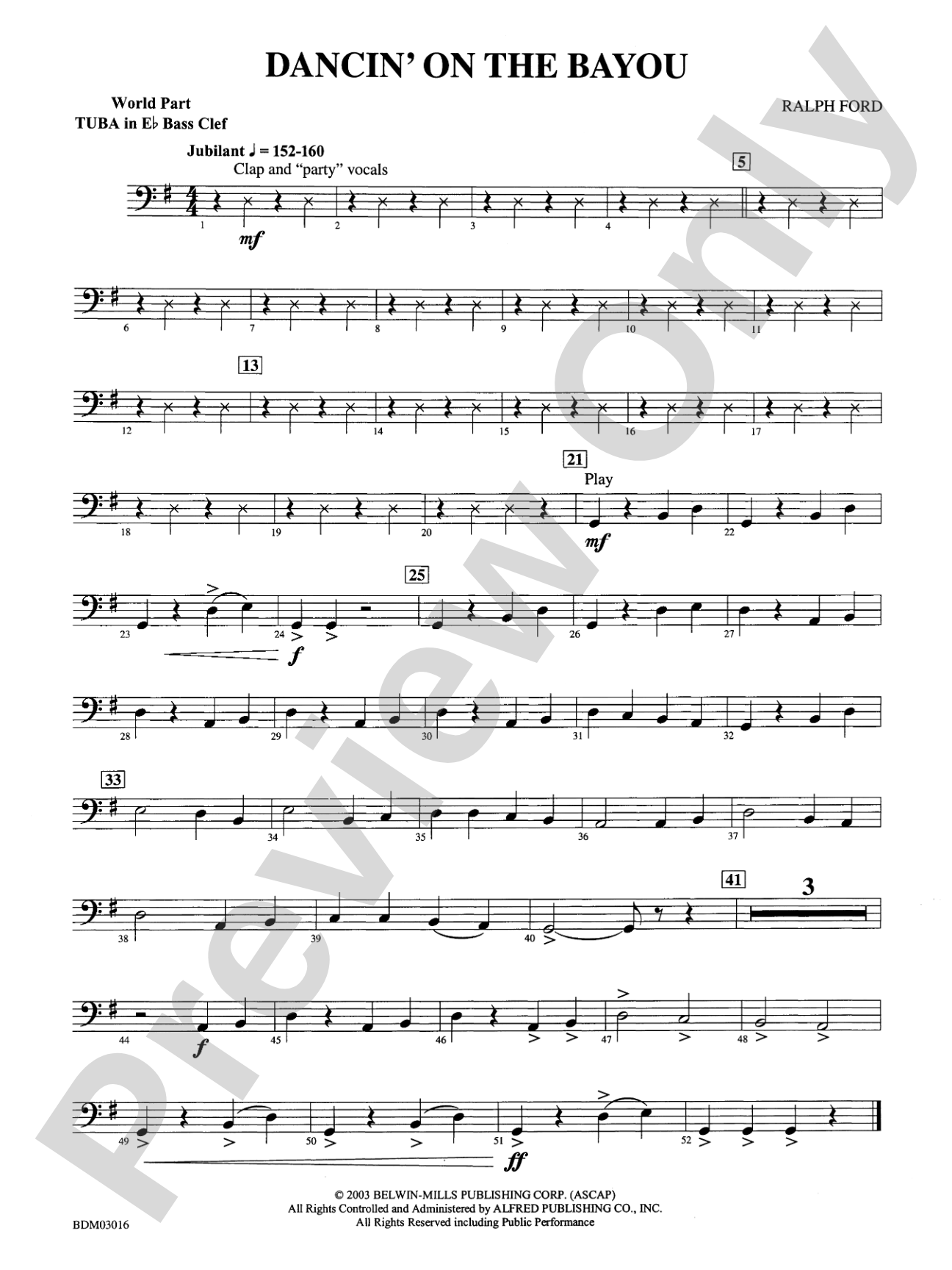 Dancin' on the Bayou: (wp) E-flat Tuba B.C.