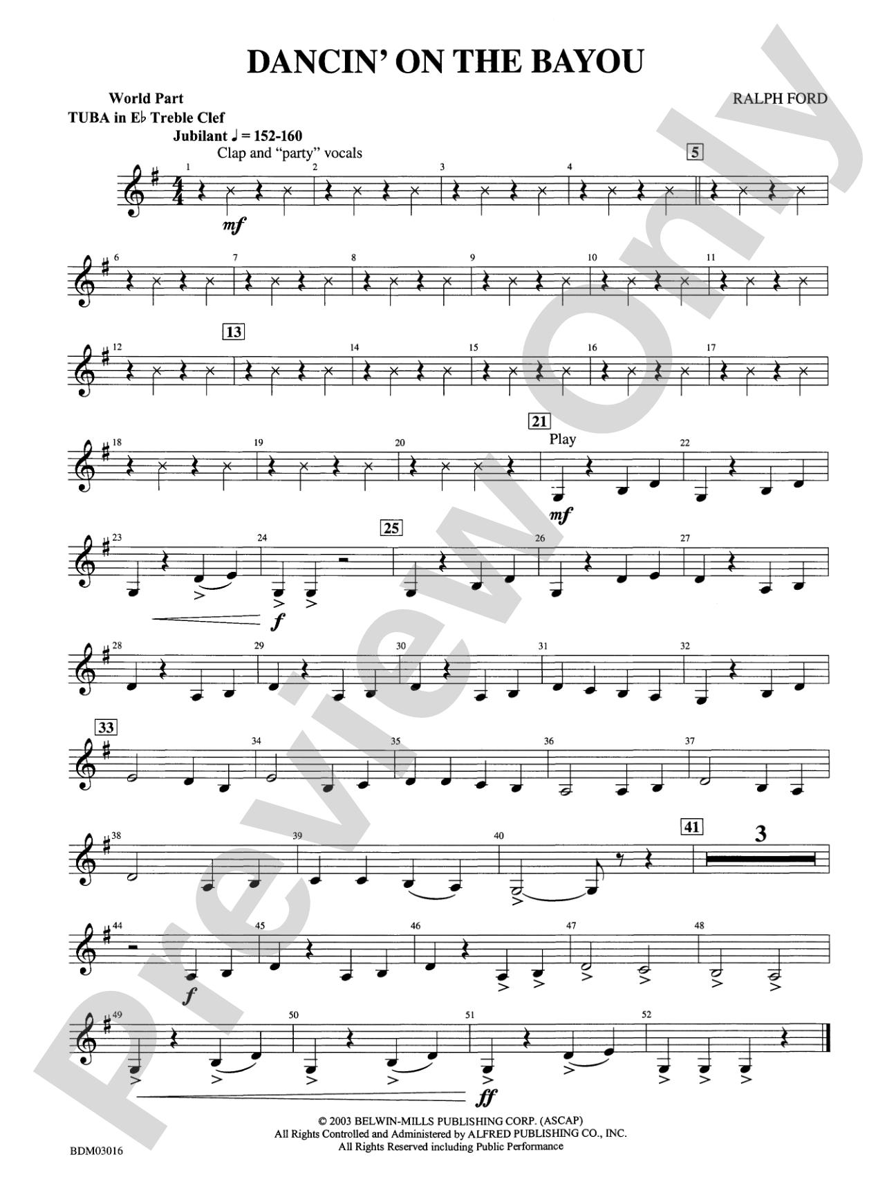 Dancin' on the Bayou: (wp) E-flat Tuba T.C.
