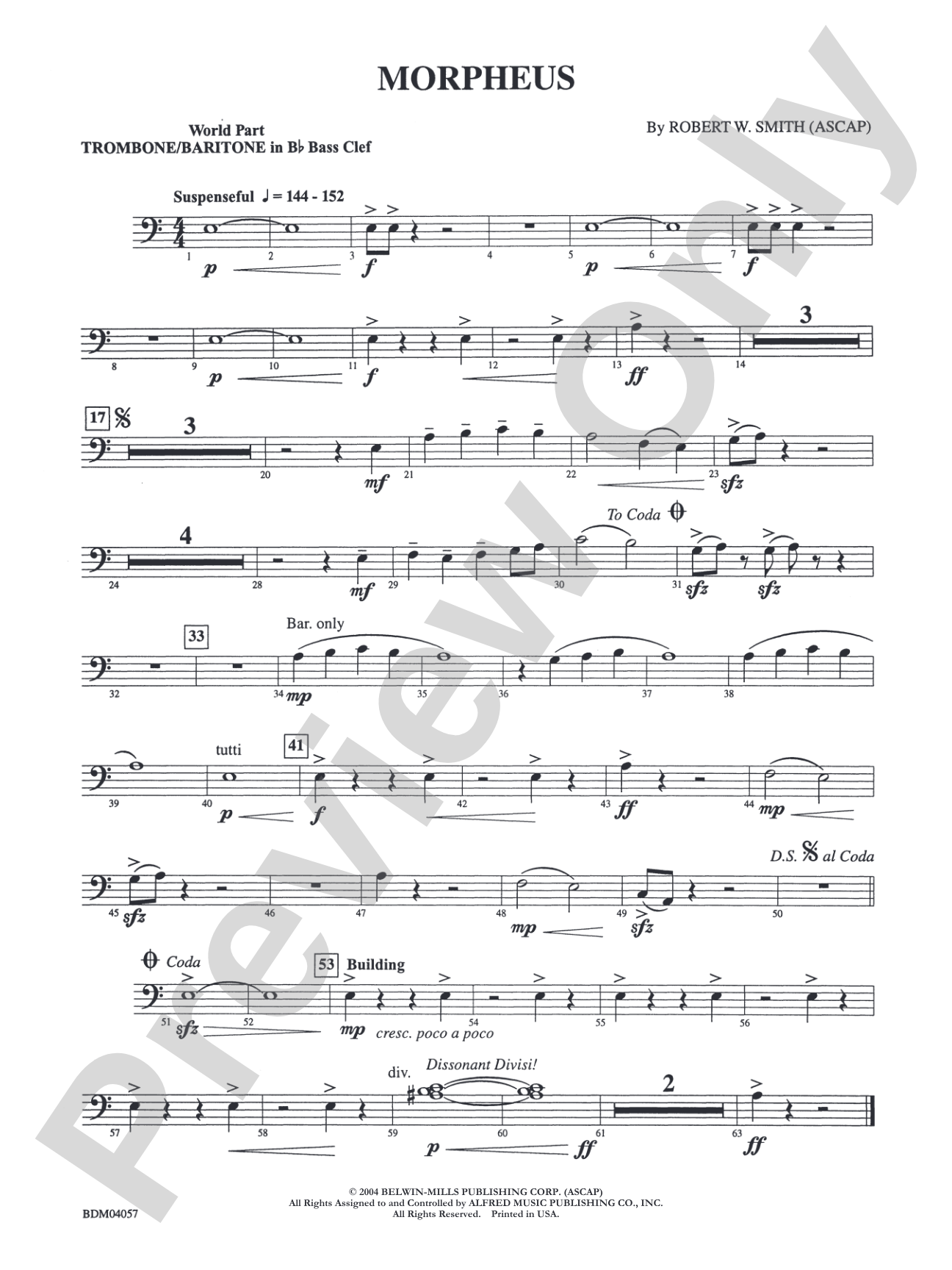Morpheus: (wp) 1st B-flat Trombone B.C.