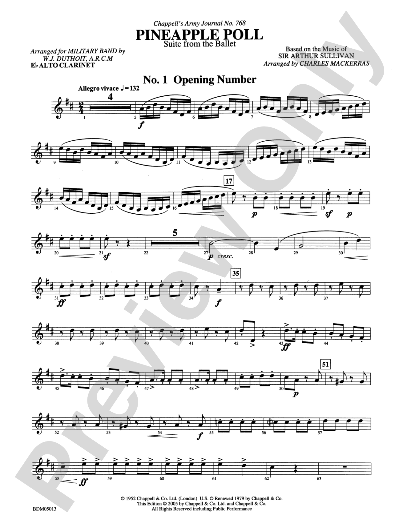 Pineapple Poll (Suite from the Ballet): E-flat Alto Clarinet