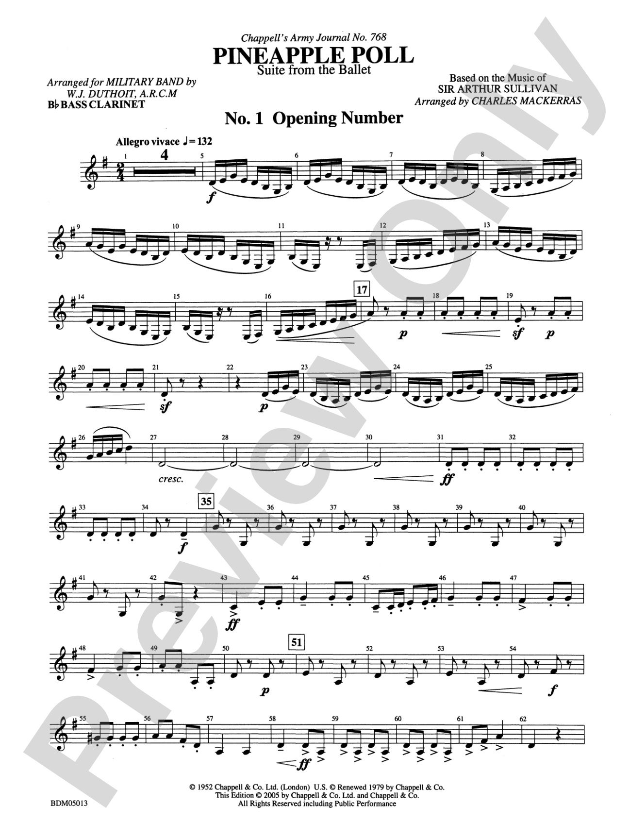 Pineapple Poll (Suite from the Ballet): B-flat Bass Clarinet