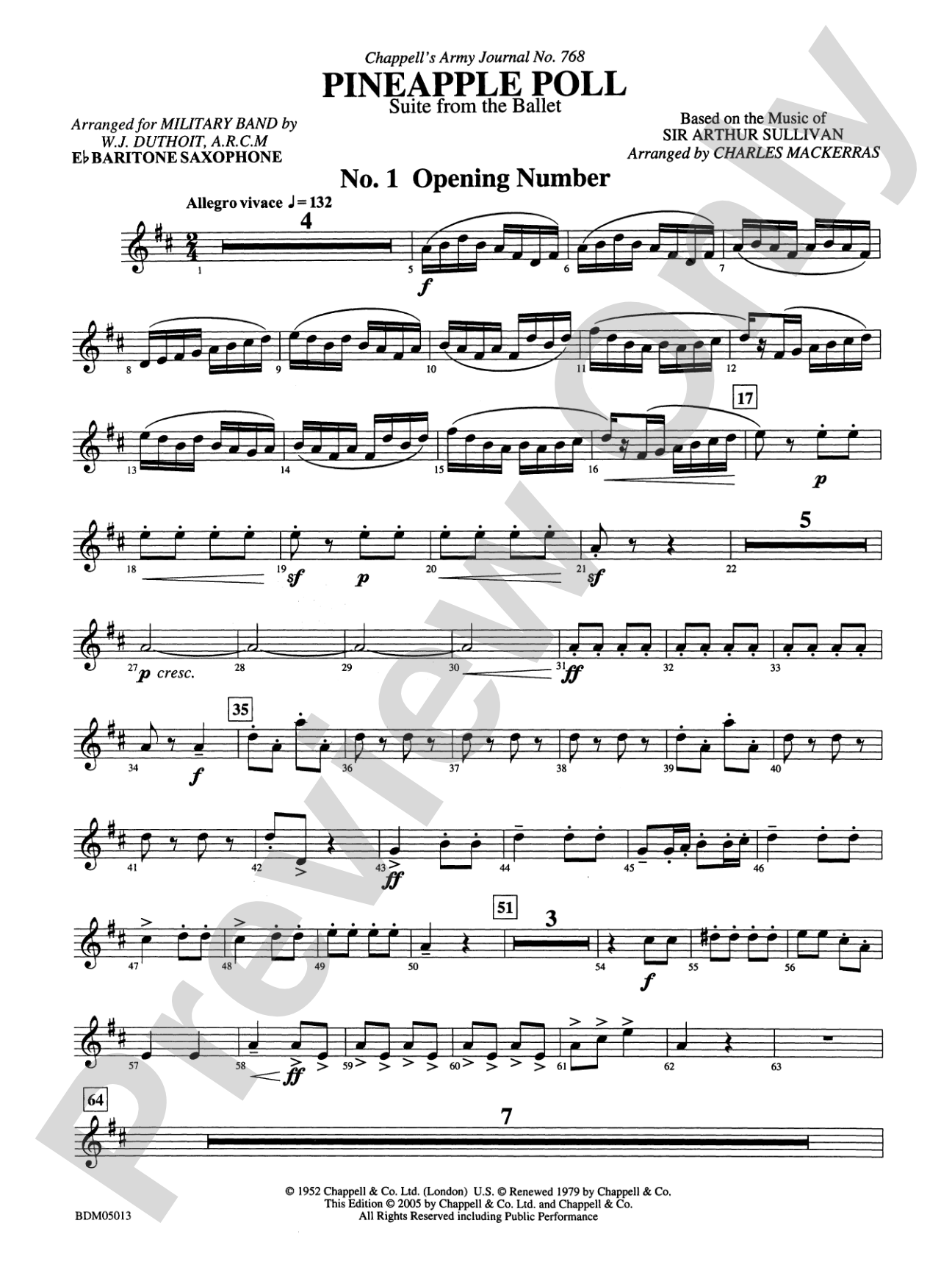 Pineapple Poll (Suite from the Ballet): E-flat Baritone Saxophone