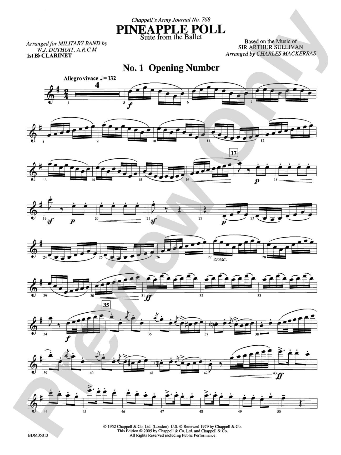 Pineapple Poll (Suite from the Ballet): 1st B-flat Clarinet