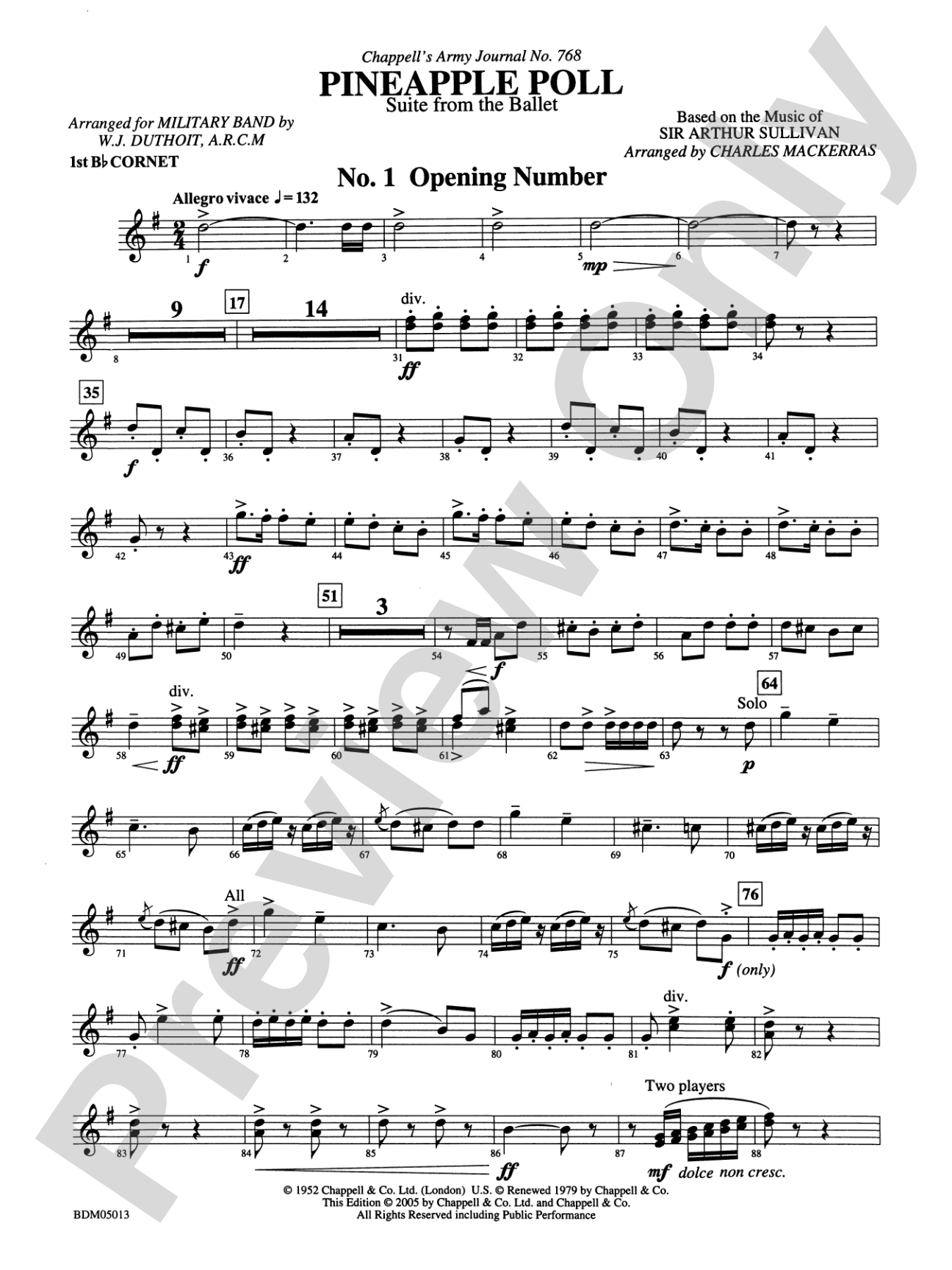 Pineapple Poll (Suite from the Ballet): 1st B-flat Cornet