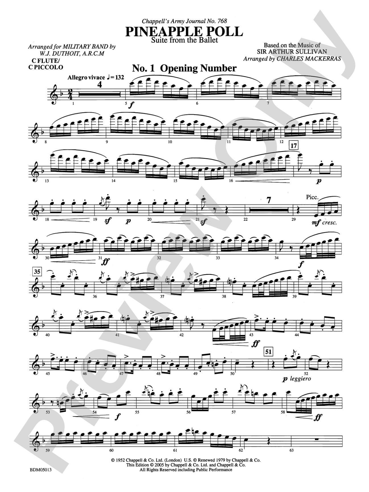 Pineapple Poll (Suite from the Ballet): Flute