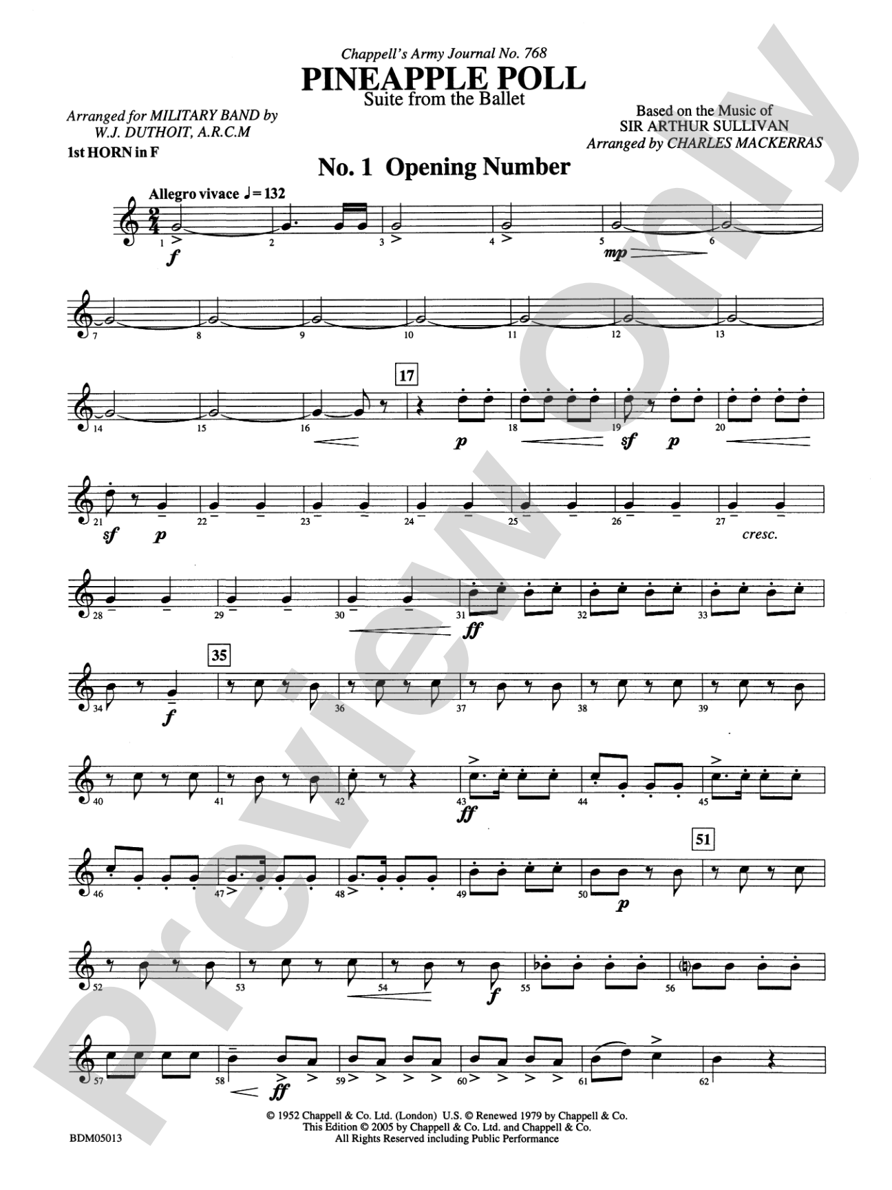 Pineapple Poll (Suite from the Ballet): 1st F Horn