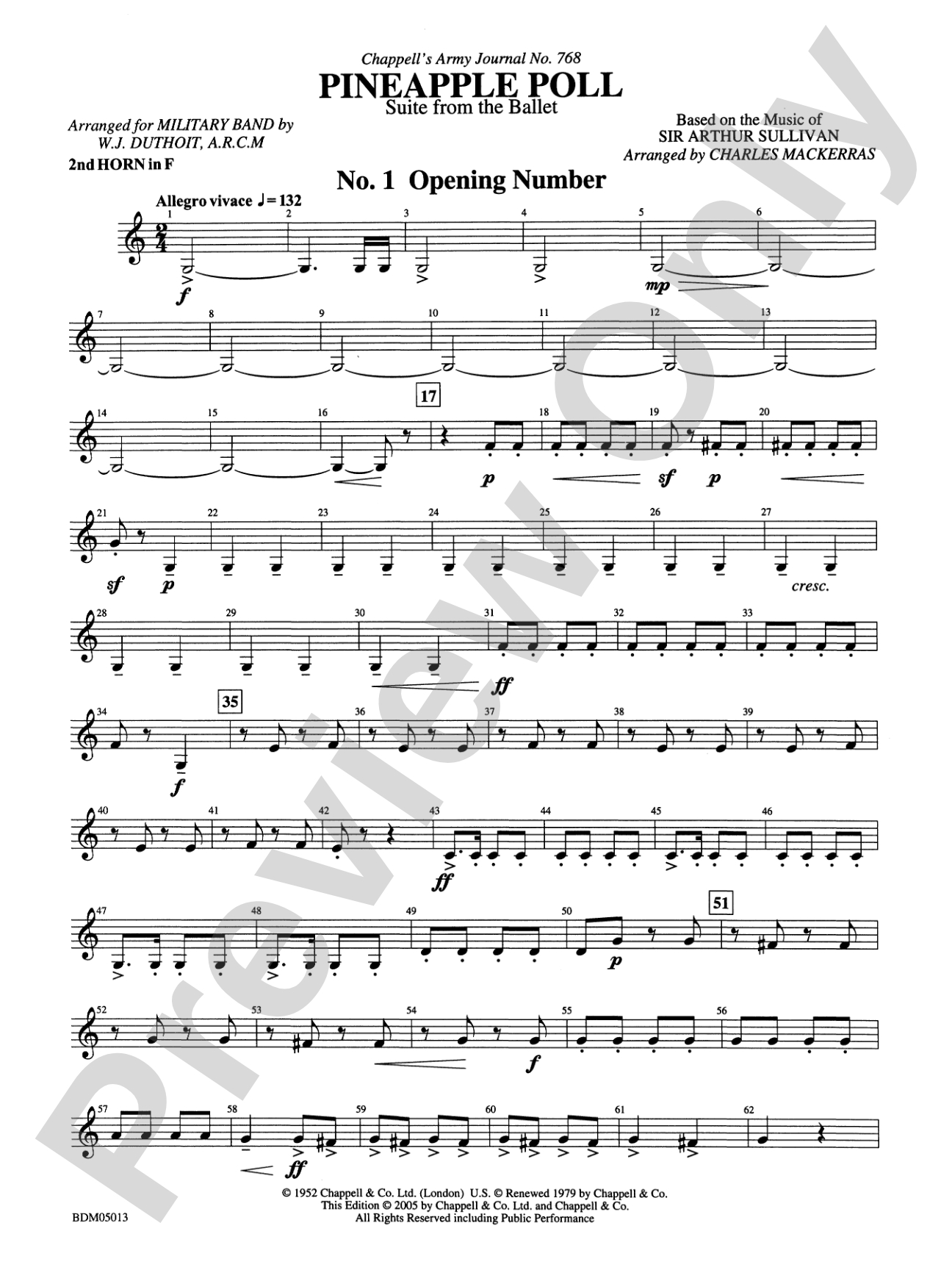 Pineapple Poll (Suite from the Ballet): 2nd F Horn