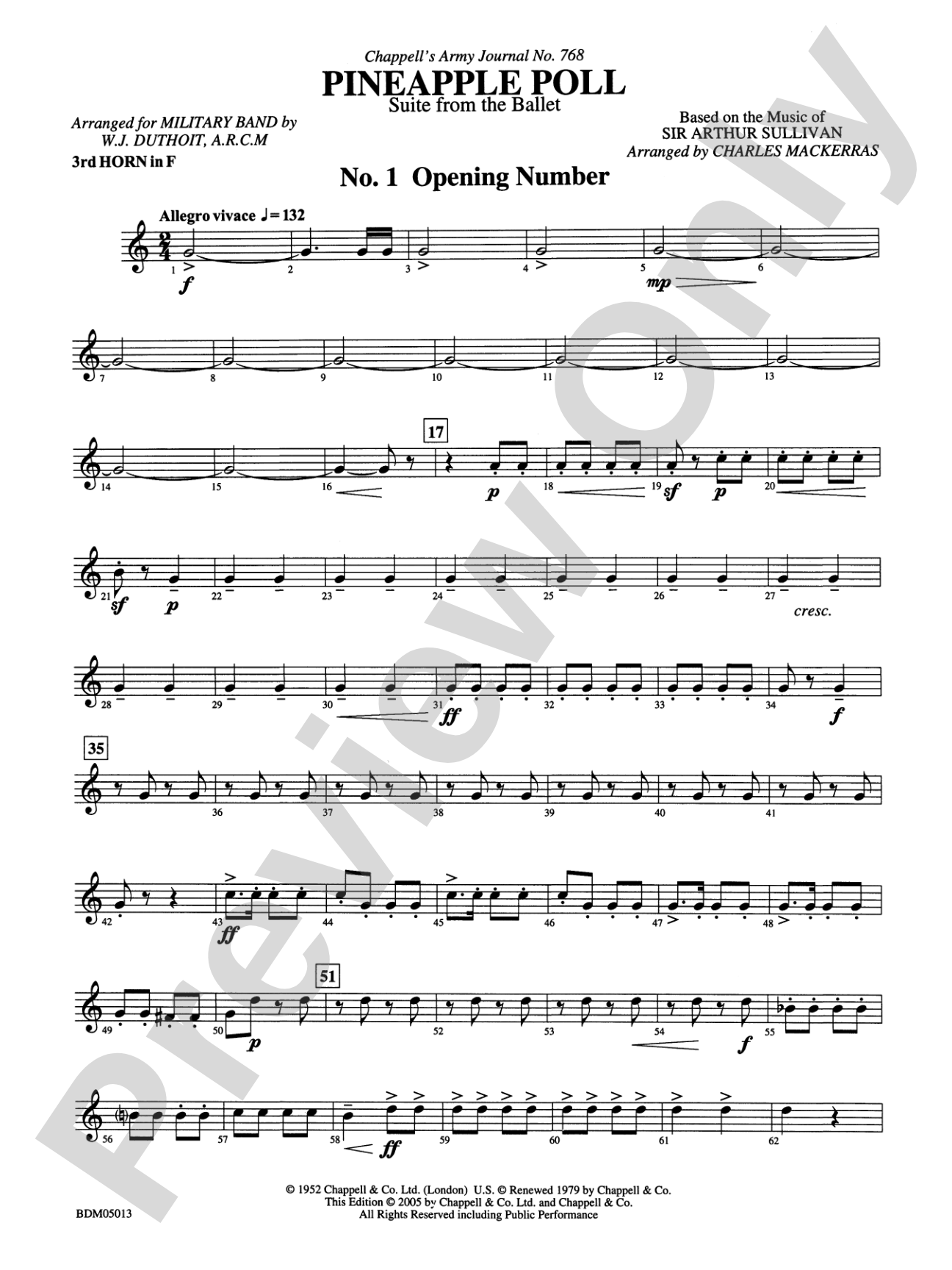 Pineapple Poll (Suite from the Ballet): 3rd F Horn