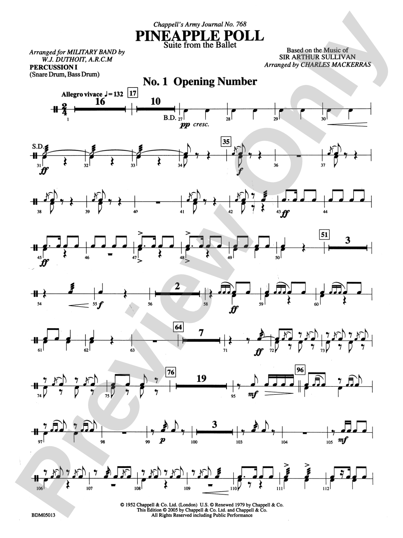 Pineapple Poll (Suite from the Ballet): 1st Percussion