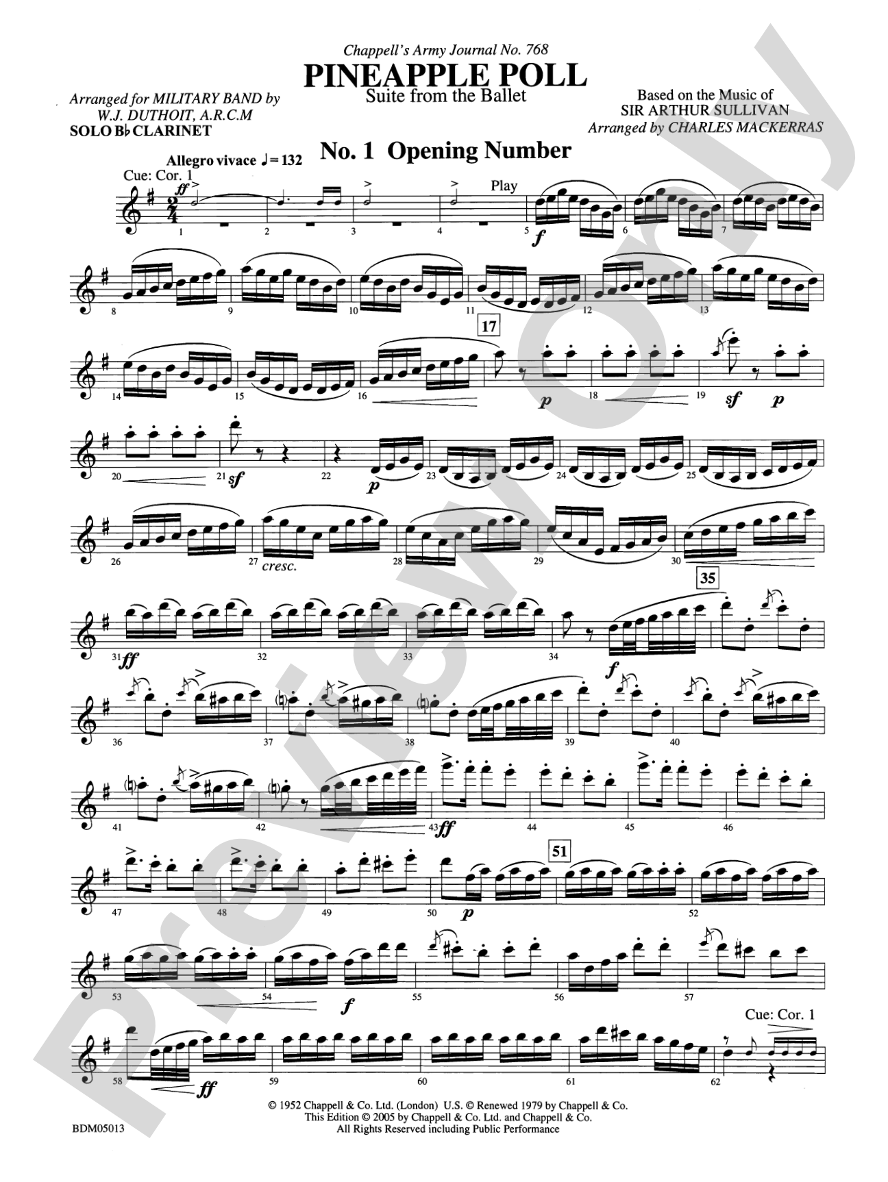 Pineapple Poll (Suite from the Ballet): Solo Clarinet