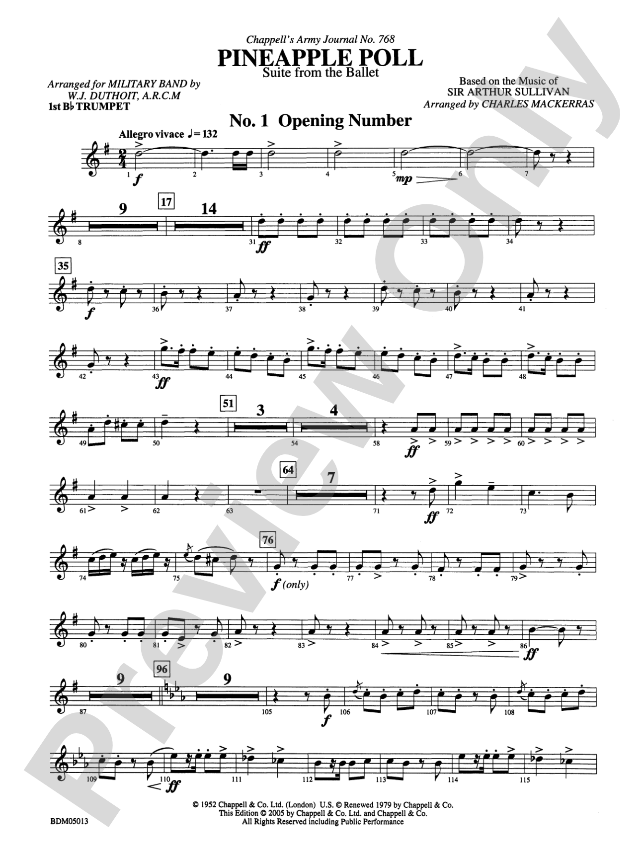 Pineapple Poll (Suite from the Ballet): 1st B-flat Trumpet