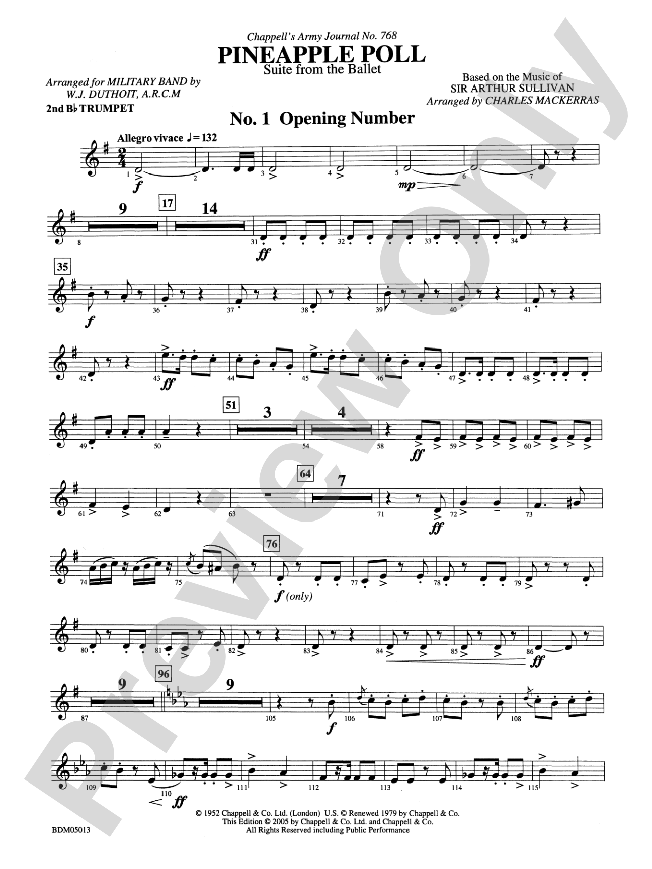 Pineapple Poll (Suite from the Ballet): 2nd B-flat Trumpet