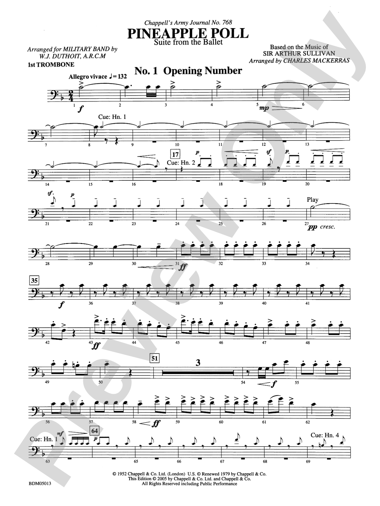 Pineapple Poll (Suite from the Ballet): 1st Trombone
