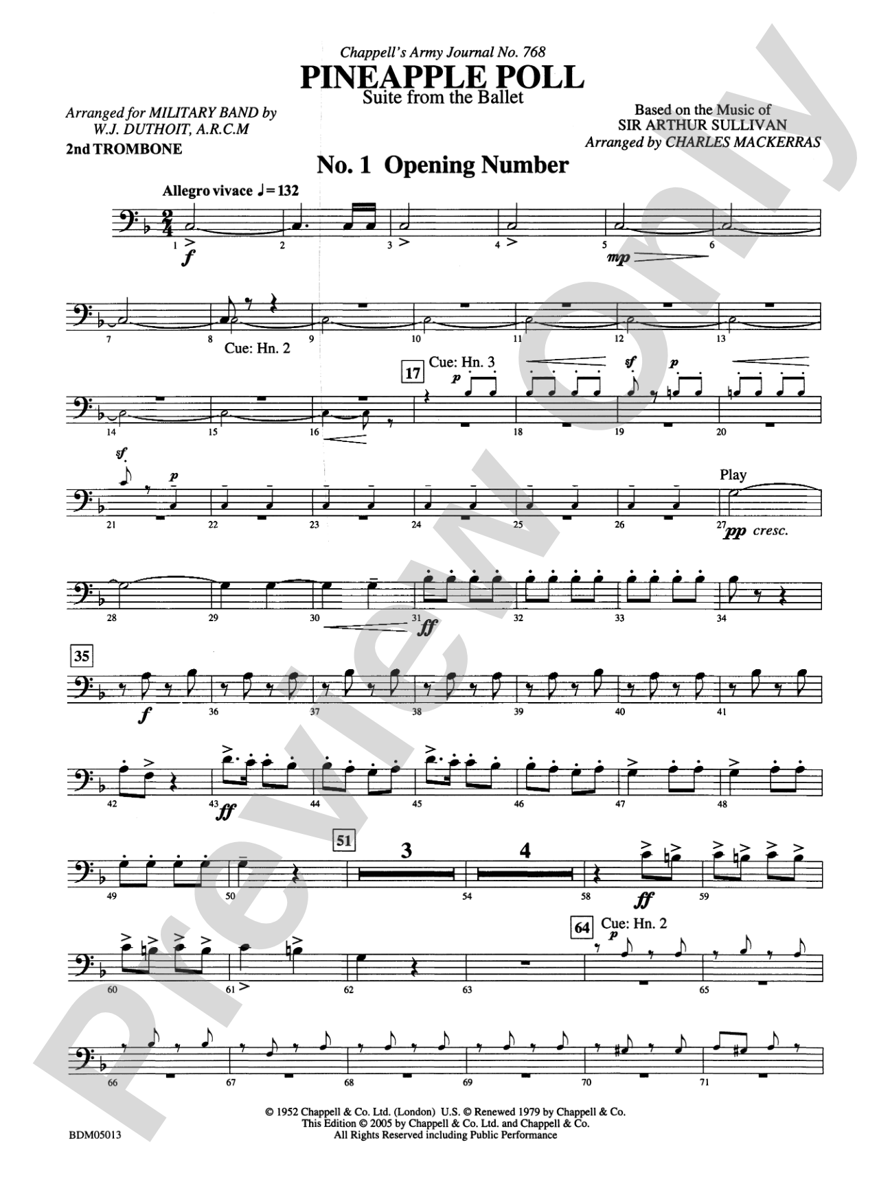Pineapple Poll (Suite from the Ballet): 2nd Trombone