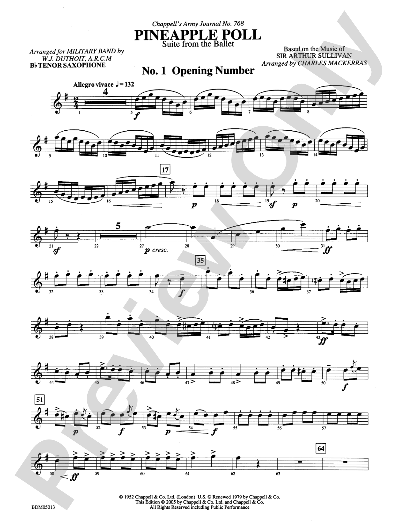 Pineapple Poll (Suite from the Ballet): B-flat Tenor Saxophone