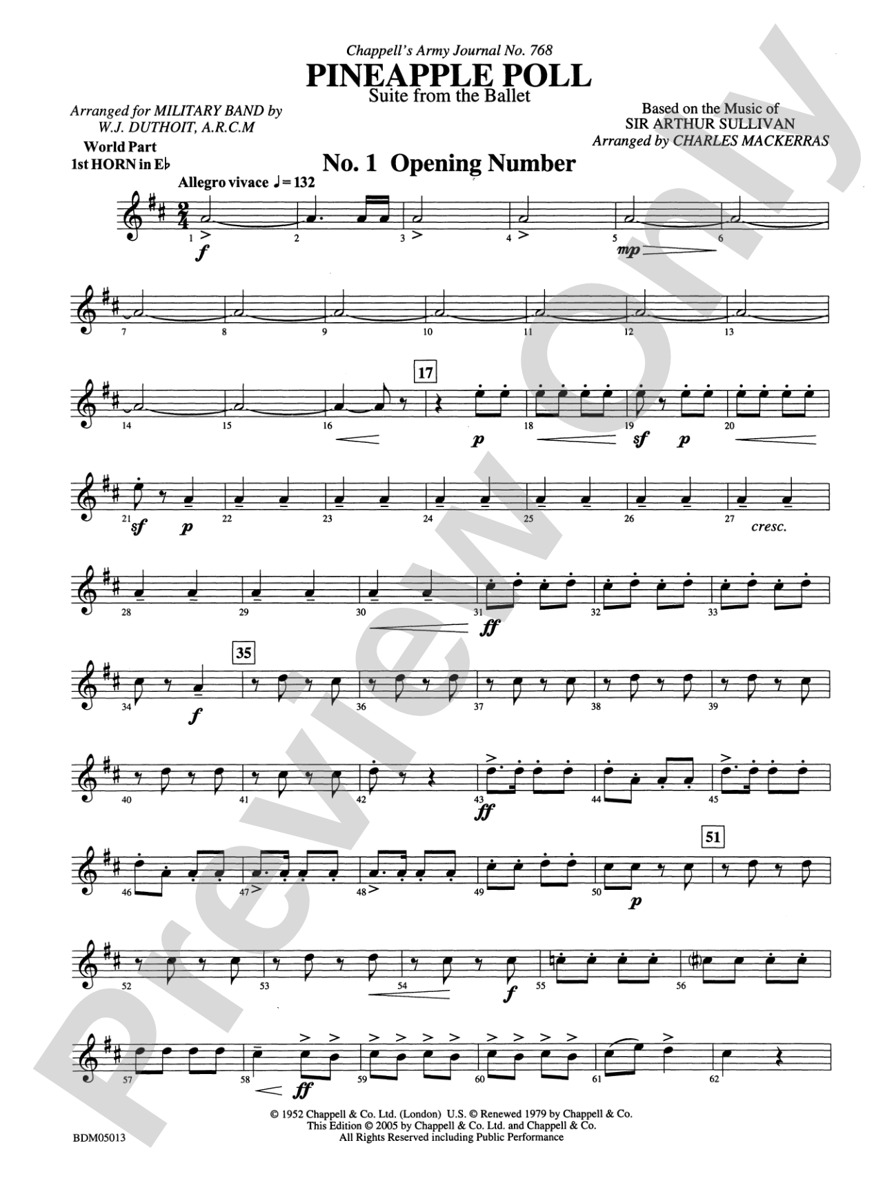 Pineapple Poll (Suite from the Ballet): (wp) 1st Horn in E-flat