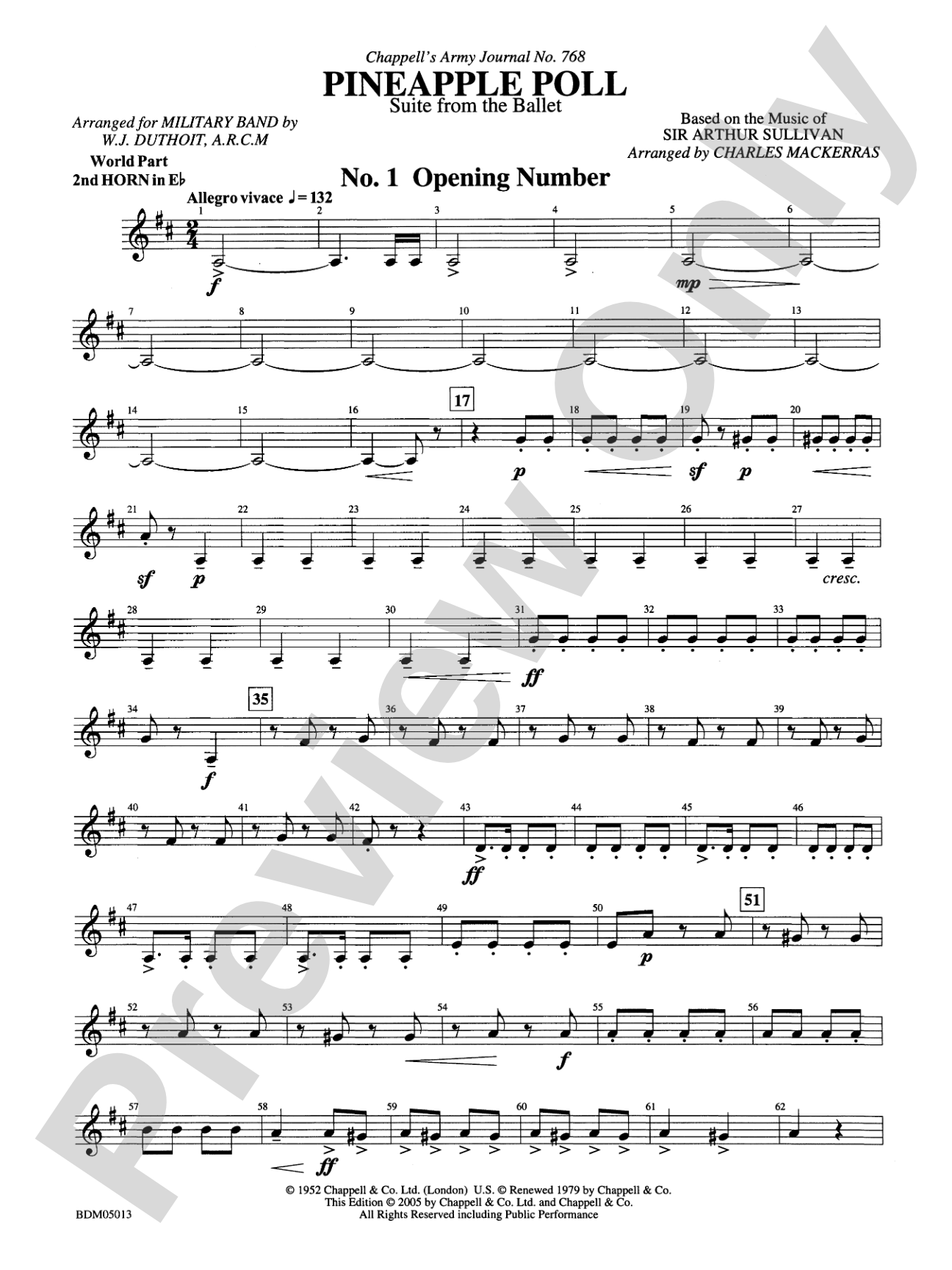 Pineapple Poll (Suite from the Ballet): (wp) 2nd Horn in E-flat