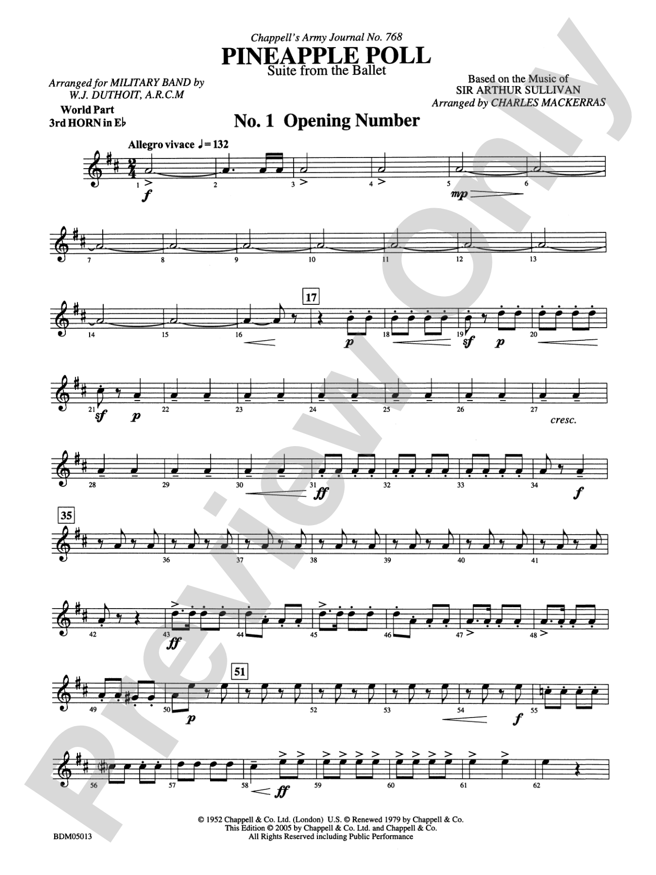 Pineapple Poll (Suite from the Ballet): (wp) 3rd Horn in E-flat
