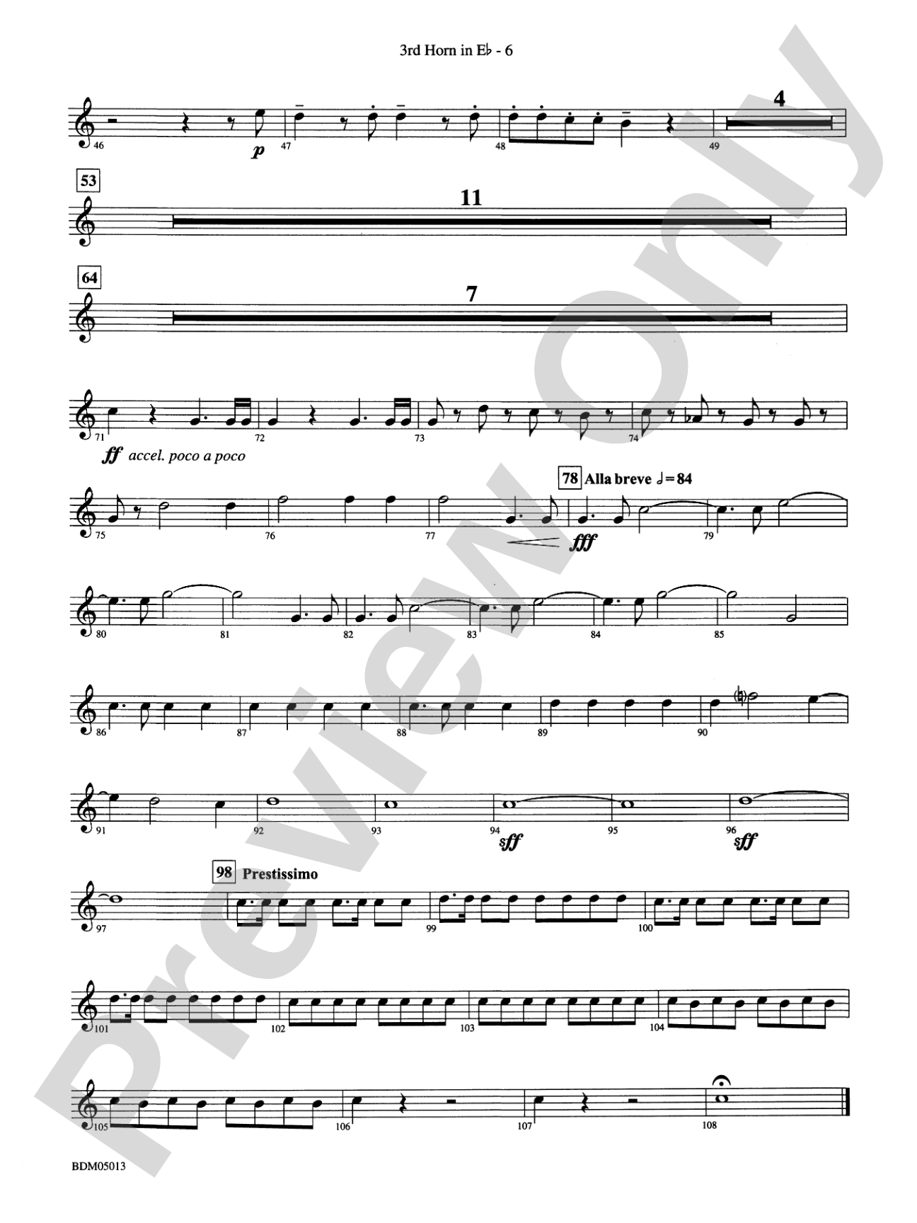 Pineapple Poll (Suite from the Ballet): (wp) 3rd Horn in E-flat