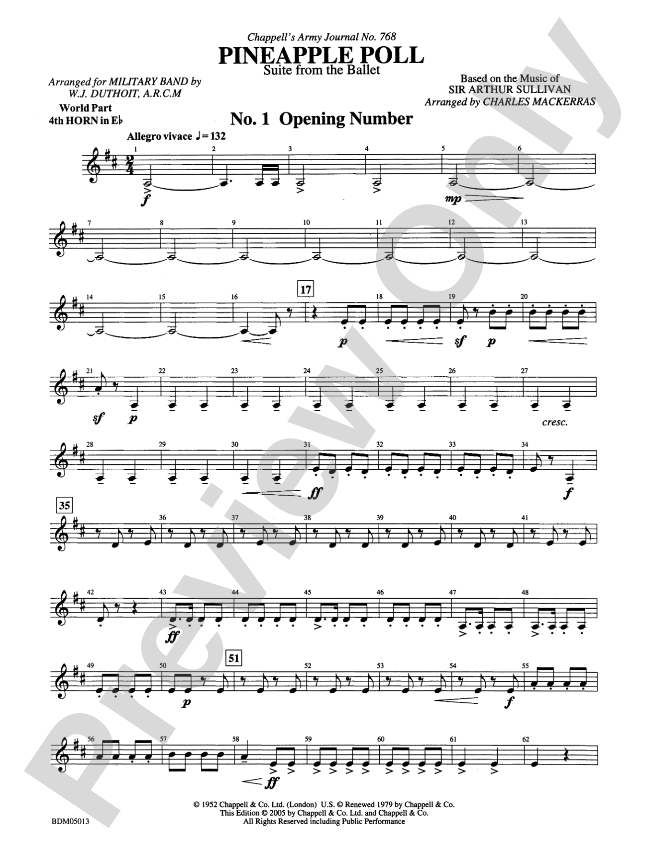 Pineapple Poll (Suite from the Ballet): (wp) 4th Horn in E-flat