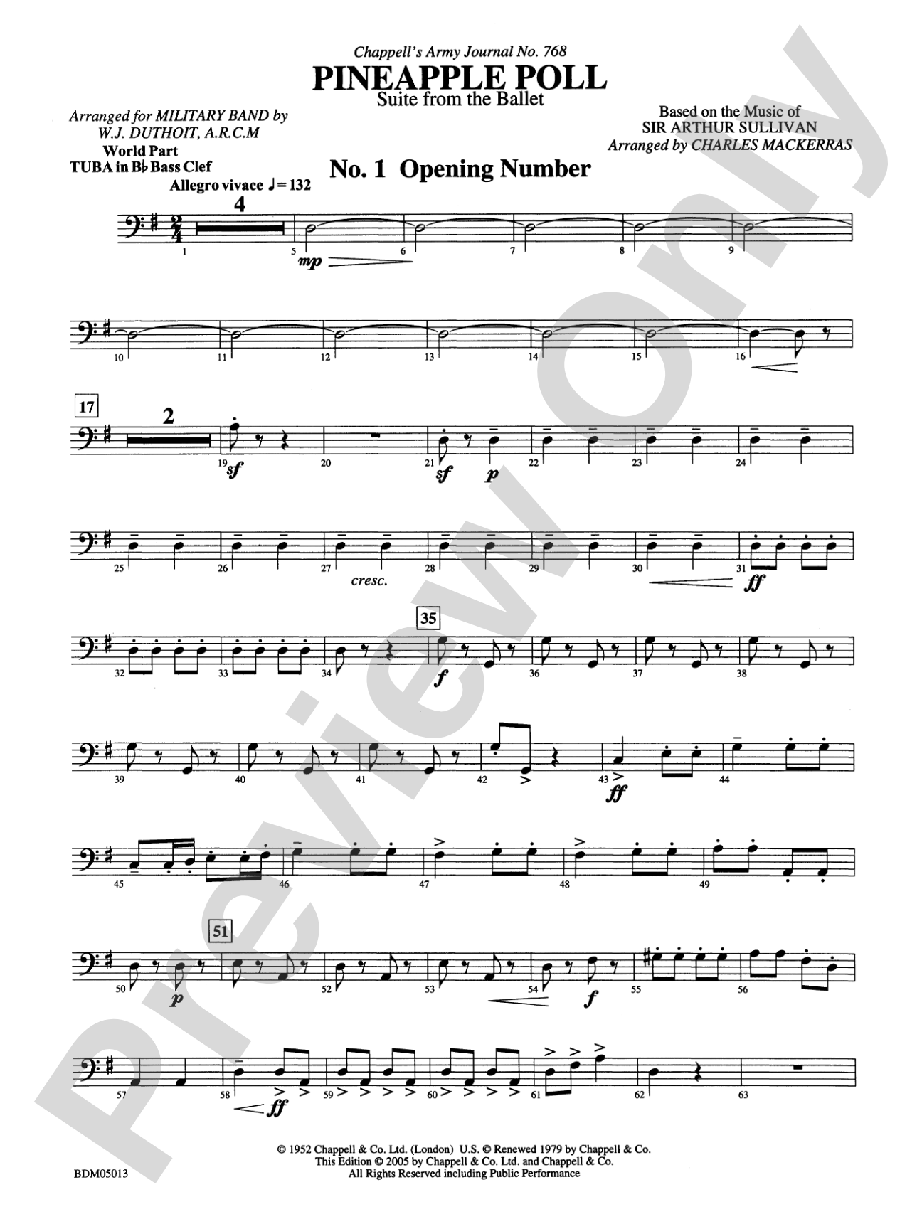Pineapple Poll (Suite from the Ballet): (wp) B-flat Tuba B.C.
