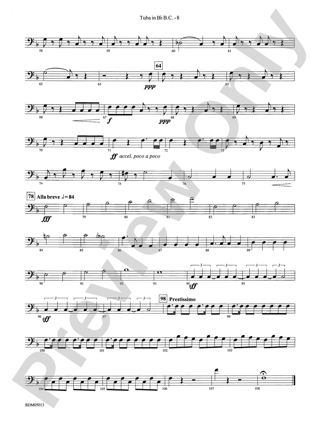 Pineapple Poll (Suite from the Ballet): (wp) B-flat Tuba B.C.