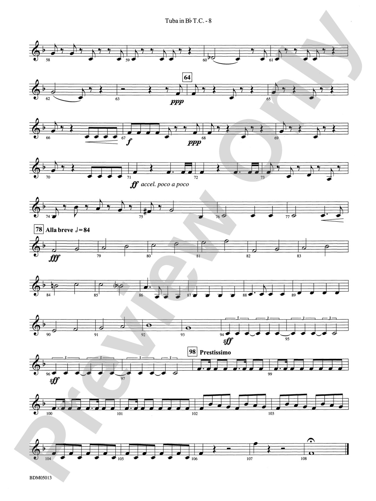 Pineapple Poll (Suite from the Ballet): (wp) B-flat Tuba T.C.