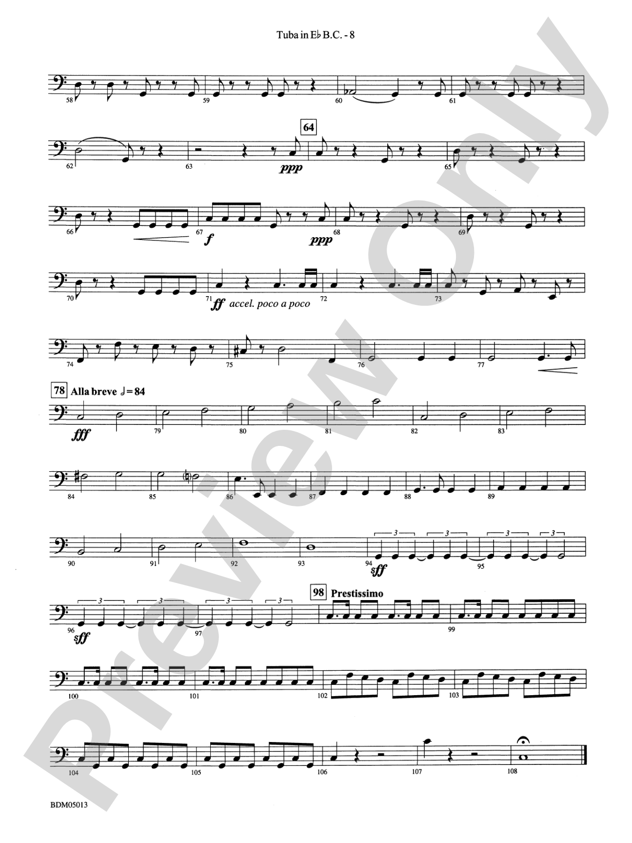 Pineapple Poll (Suite from the Ballet): (wp) E-flat Tuba B.C.
