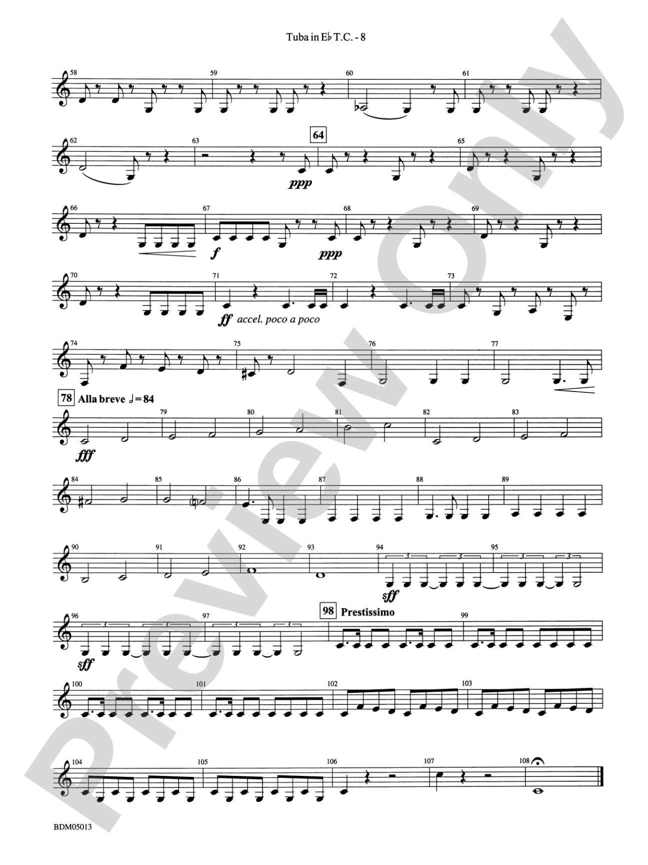 Pineapple Poll (Suite from the Ballet): (wp) E-flat Tuba T.C.