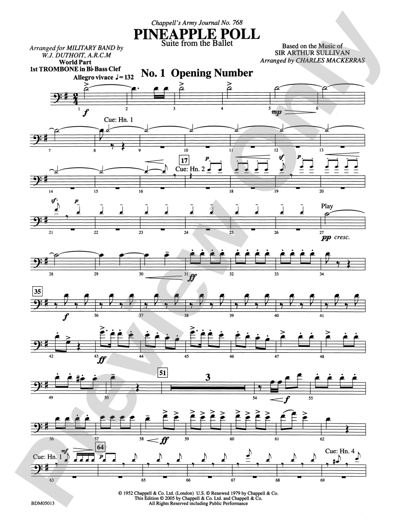 Pineapple Poll (Suite from the Ballet): (wp) 1st B-flat Trombone B.C.