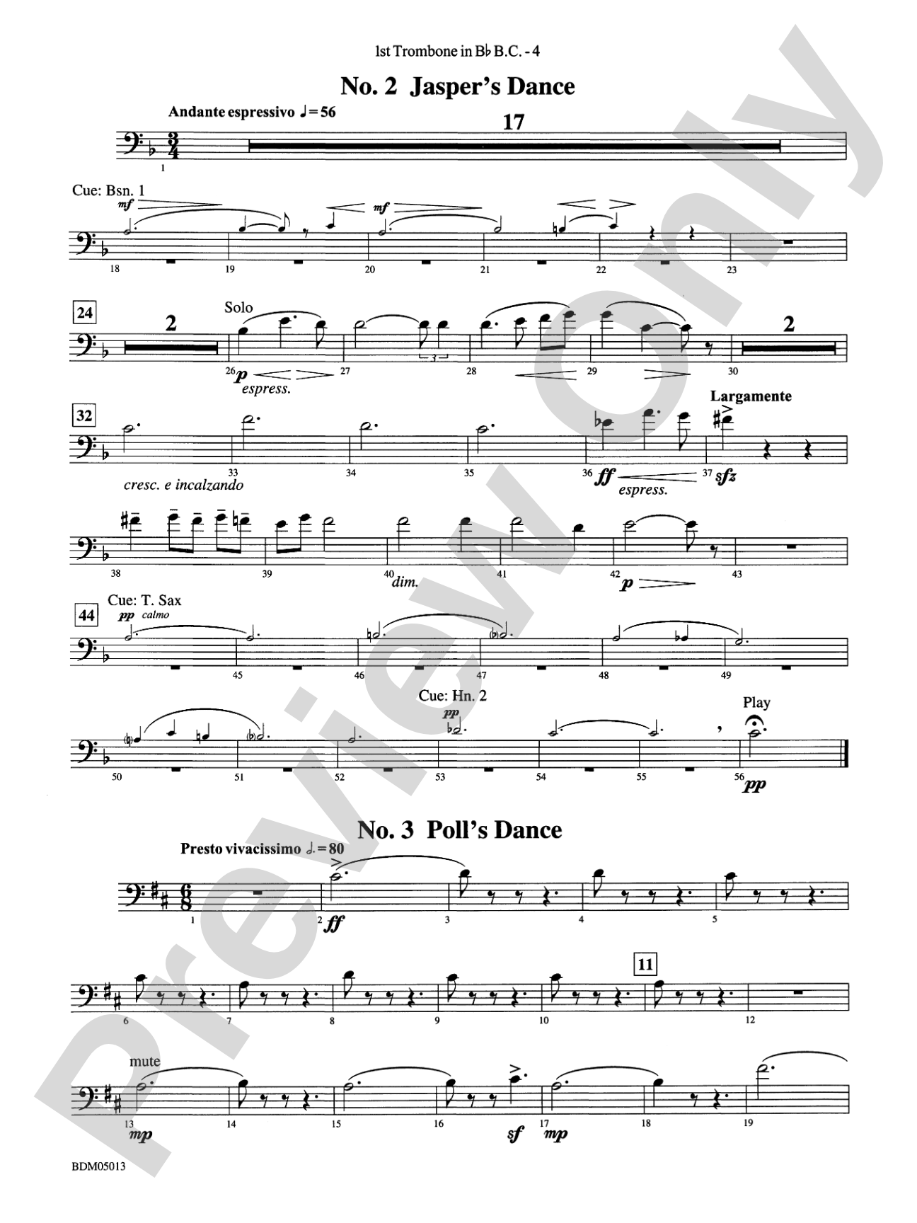 Pineapple Poll (Suite from the Ballet): (wp) 1st B-flat Trombone B.C.