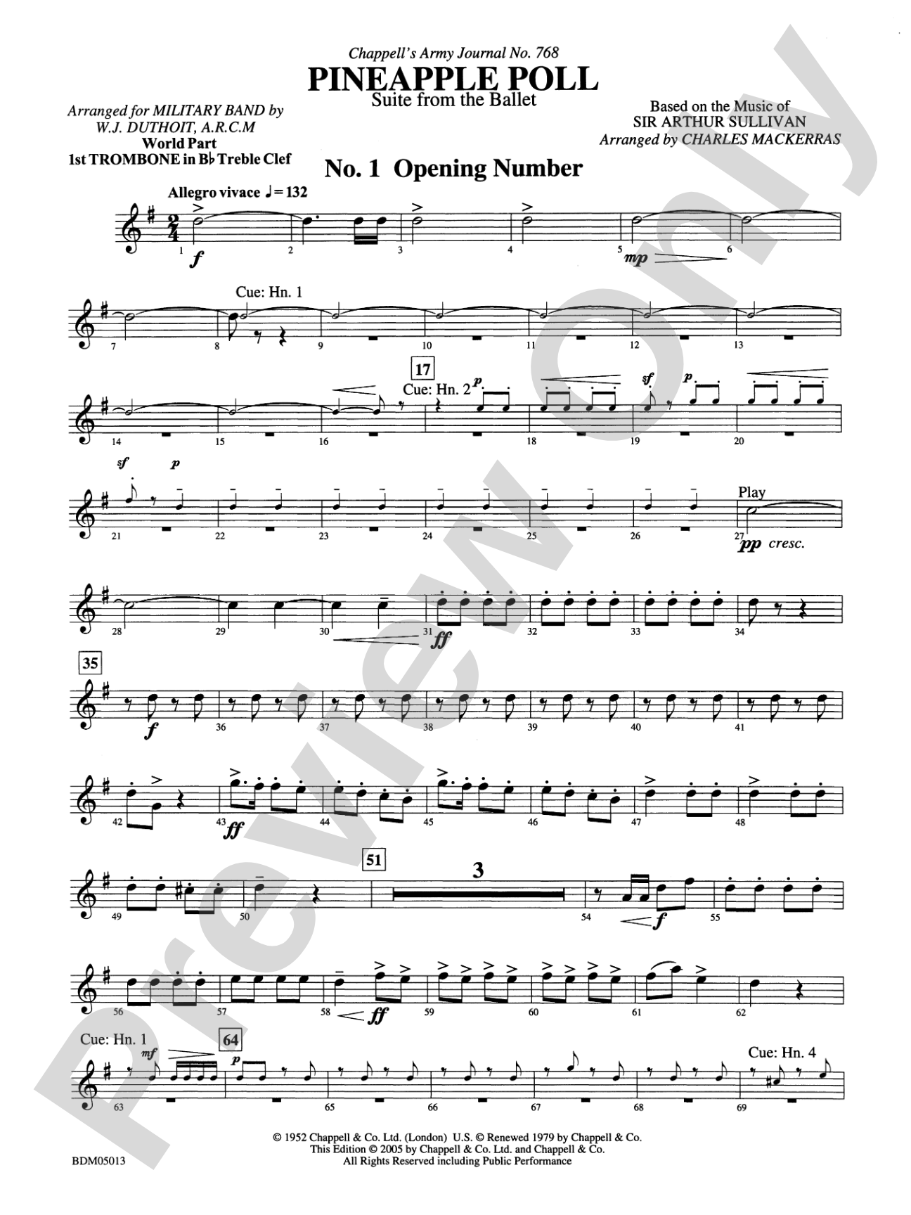 Pineapple Poll (Suite from the Ballet): (wp) 1st B-flat Trombone T.C.