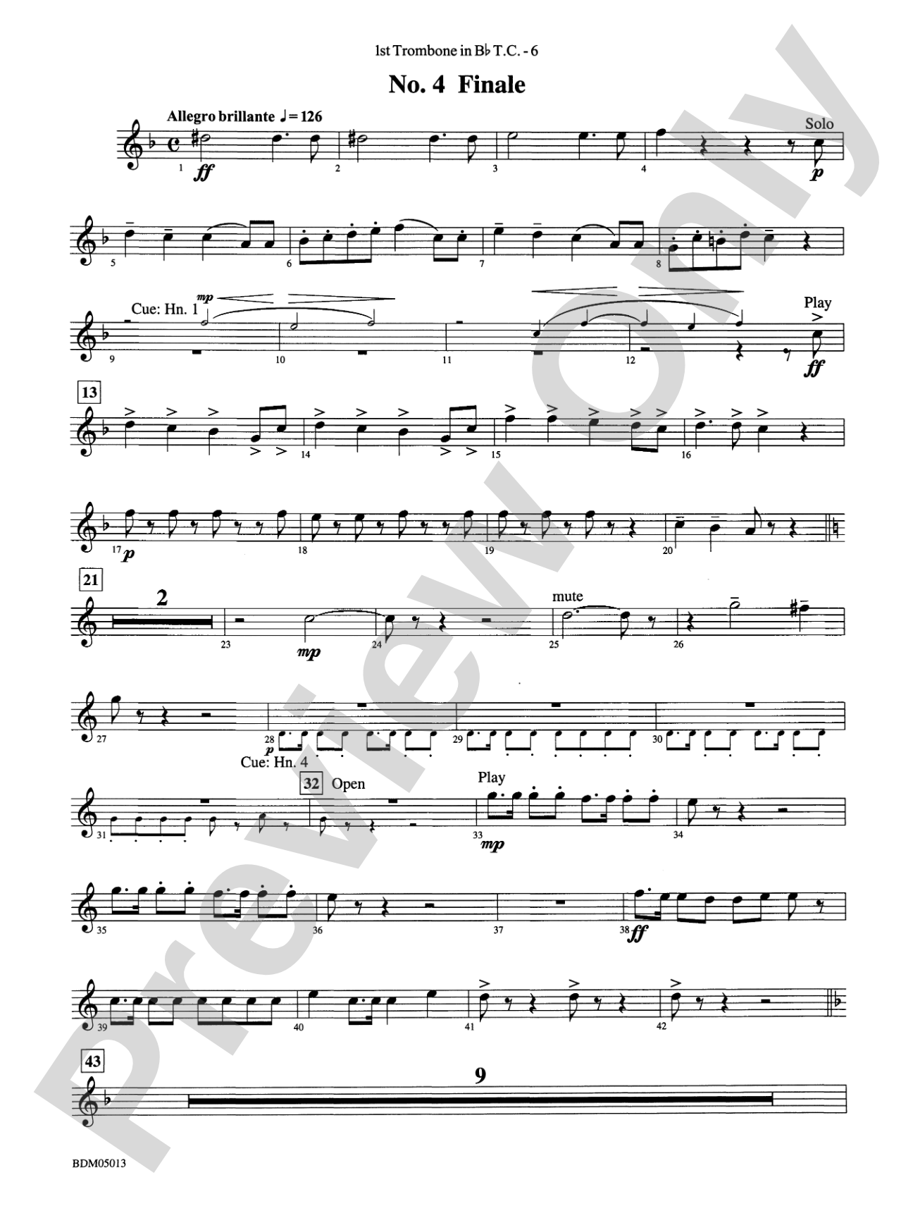 Pineapple Poll (Suite from the Ballet): (wp) 1st B-flat Trombone T.C.