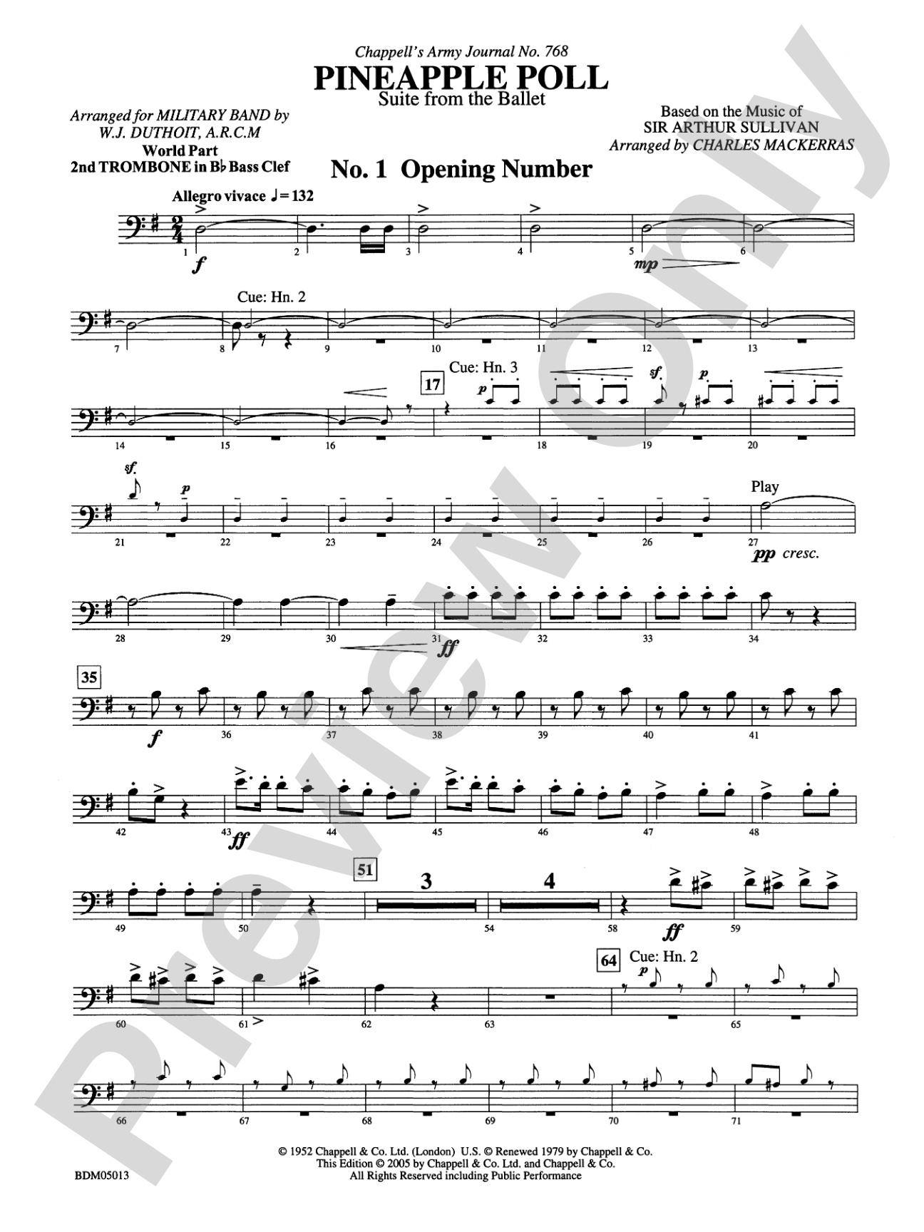 Pineapple Poll (Suite from the Ballet): (wp) 2nd B-flat Trombone B.C.