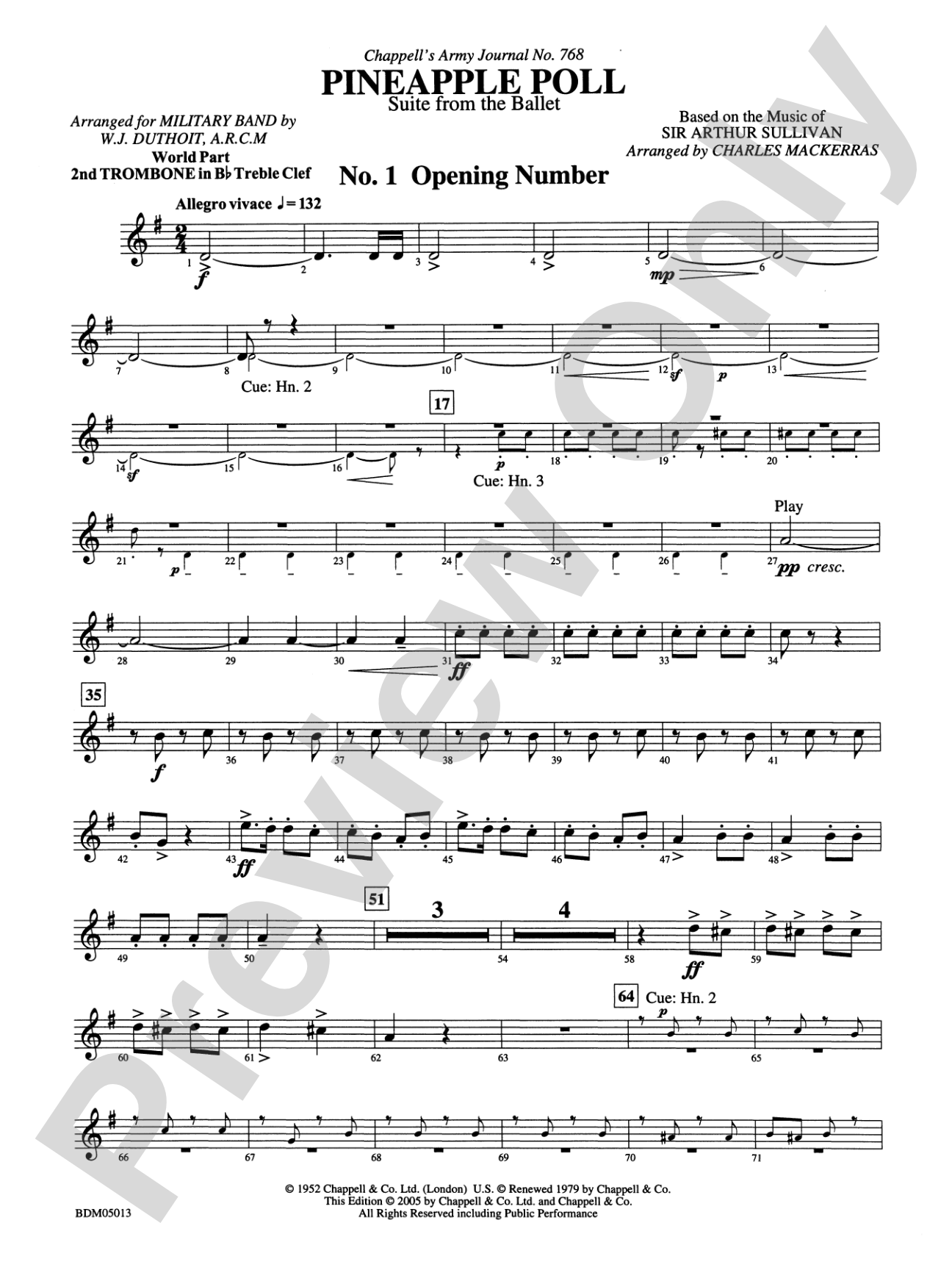 Pineapple Poll (Suite from the Ballet): (wp) 2nd B-flat Trombone T.C.