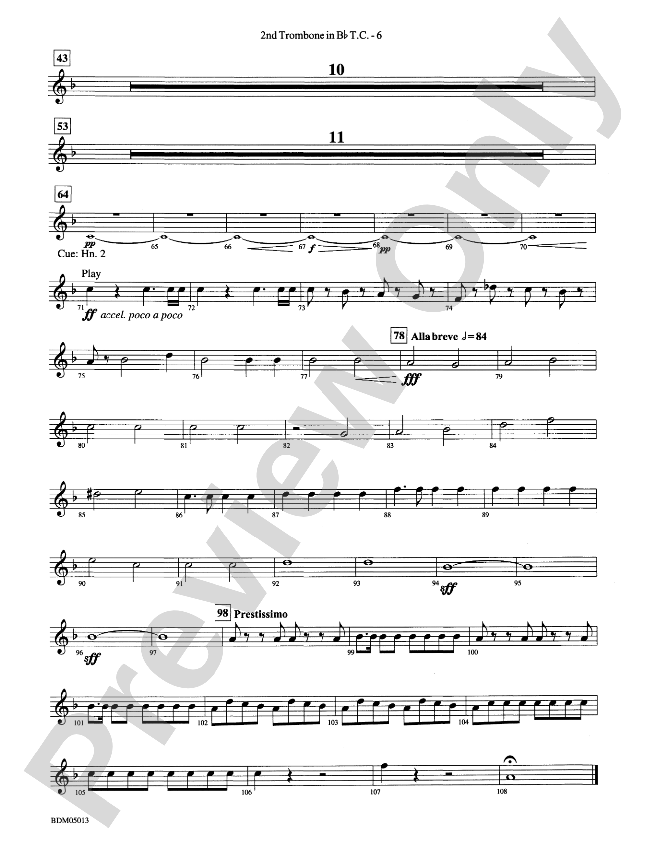 Pineapple Poll (Suite from the Ballet): (wp) 2nd B-flat Trombone T.C.