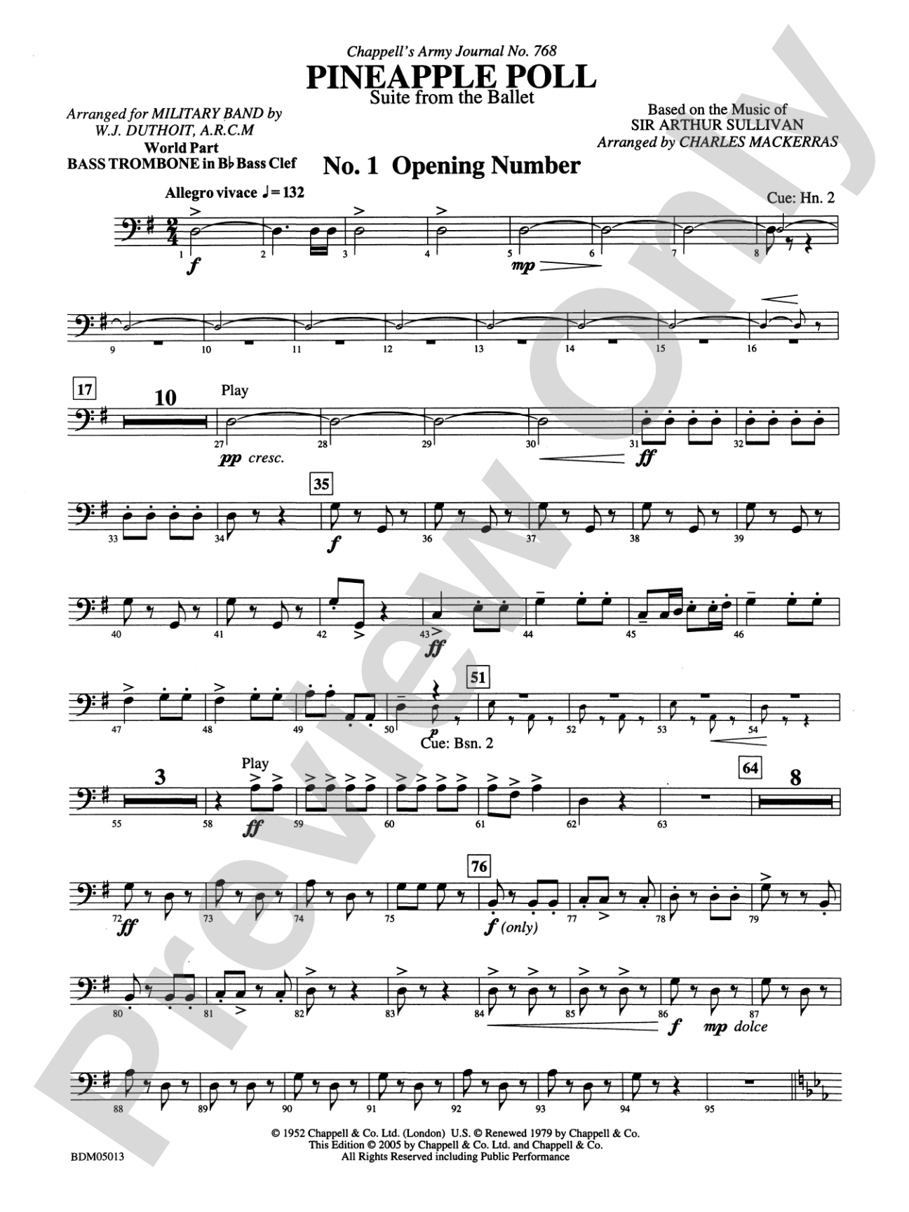 Pineapple Poll (Suite from the Ballet): (wp) 3rd B-flat Trombone B.C.