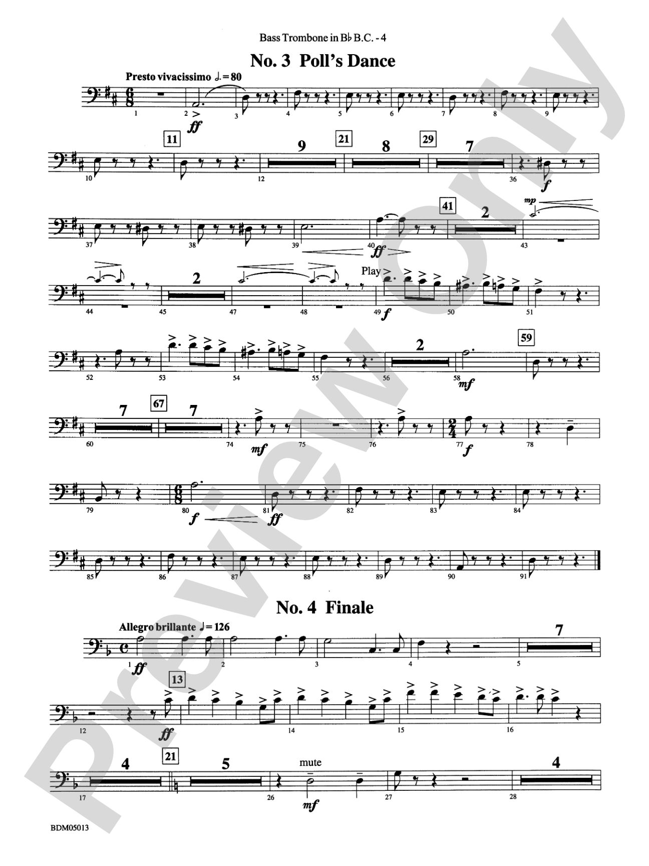 Pineapple Poll (Suite from the Ballet): (wp) 3rd B-flat Trombone B.C.