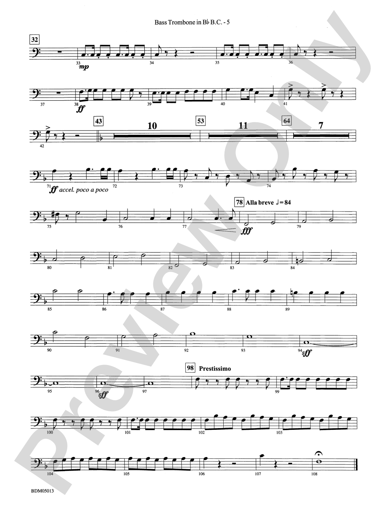 Pineapple Poll (Suite from the Ballet): (wp) 3rd B-flat Trombone B.C.
