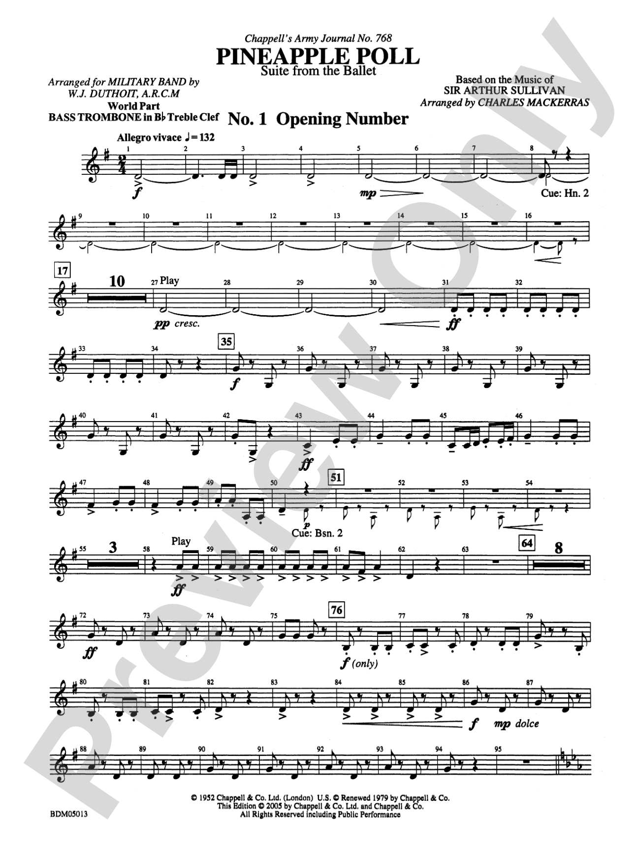 Pineapple Poll (Suite from the Ballet): (wp) 3rd B-flat Trombone T.C.