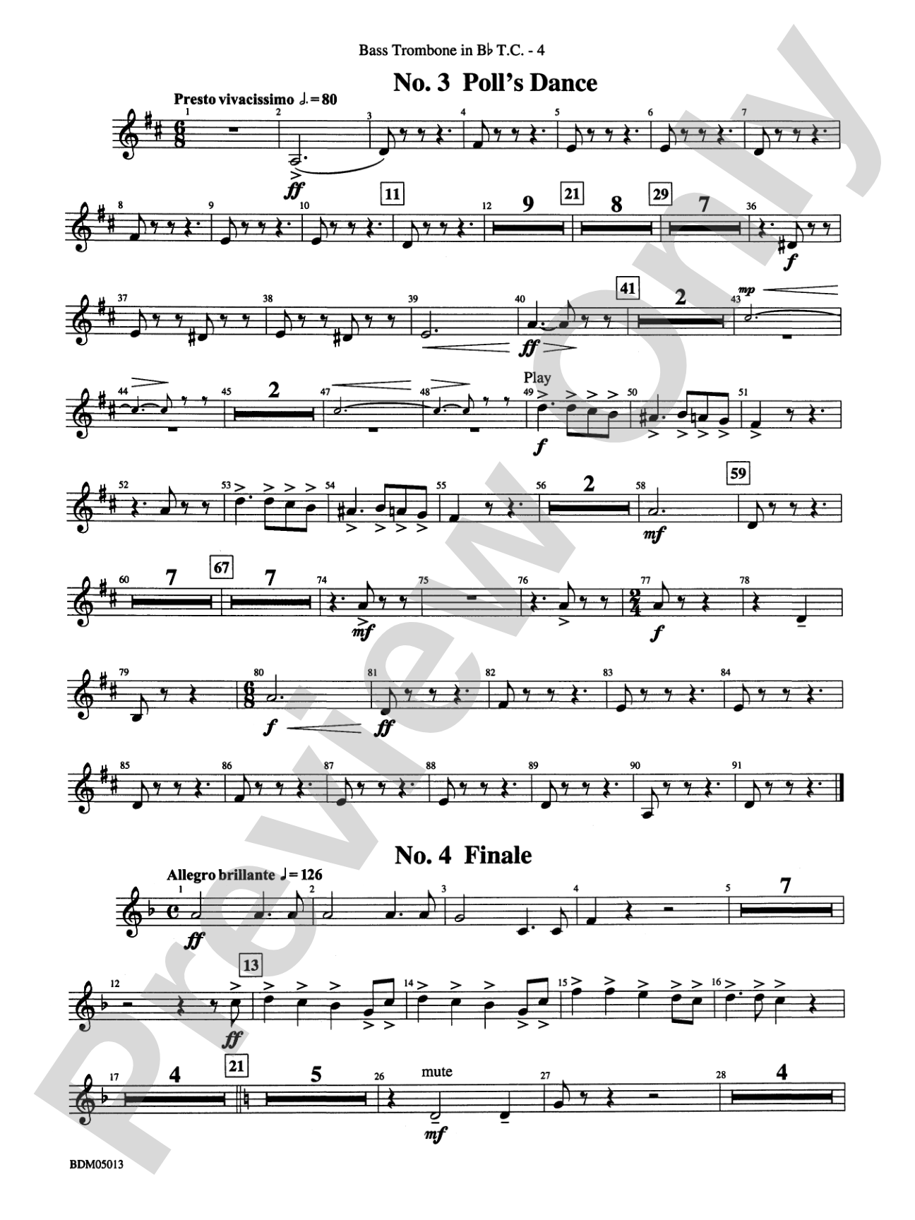 Pineapple Poll (Suite from the Ballet): (wp) 3rd B-flat Trombone T.C.